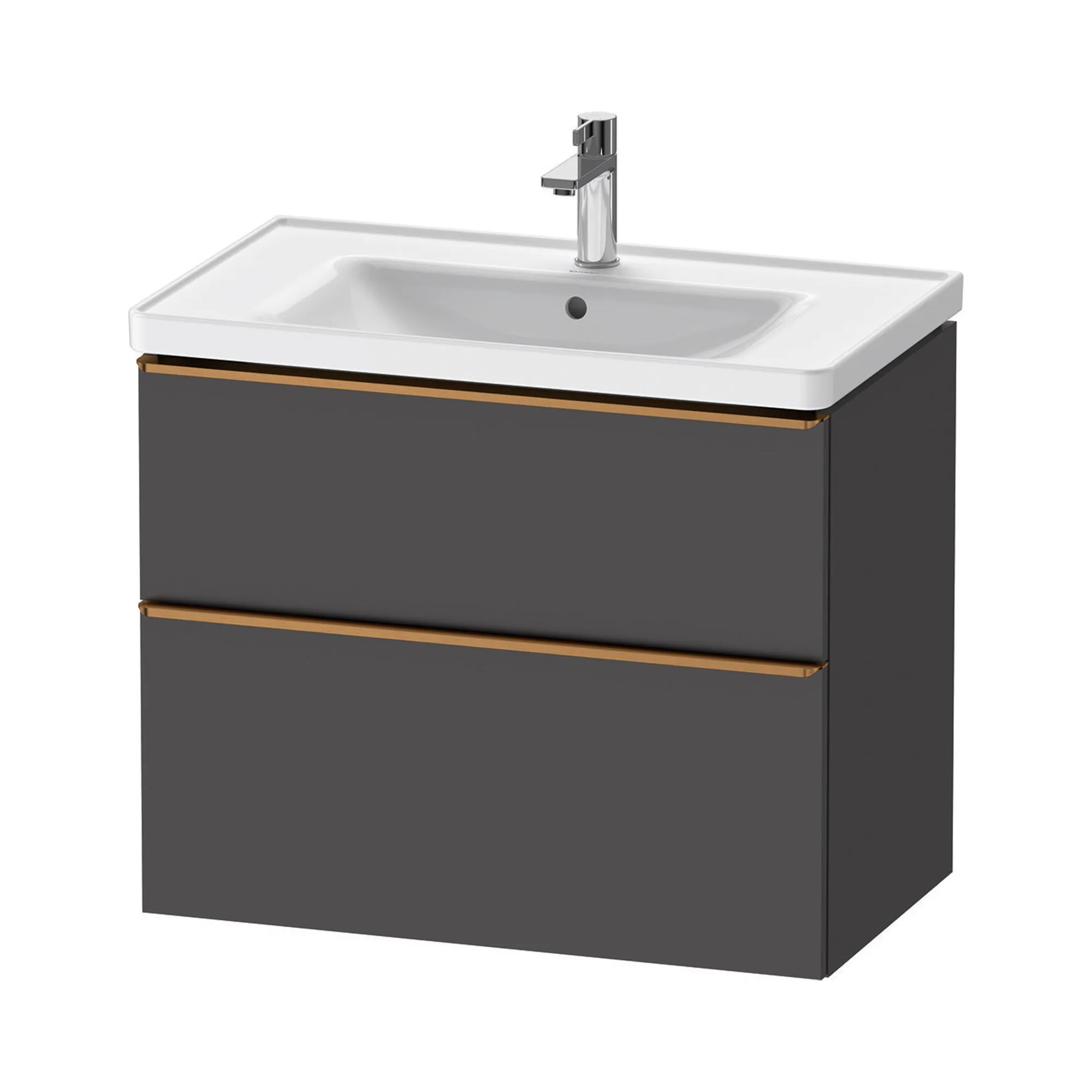 Duravit D-Neo Wall Mounted 2-Drawer Vanity Unit With Ceramic Basin - Matt Graphite