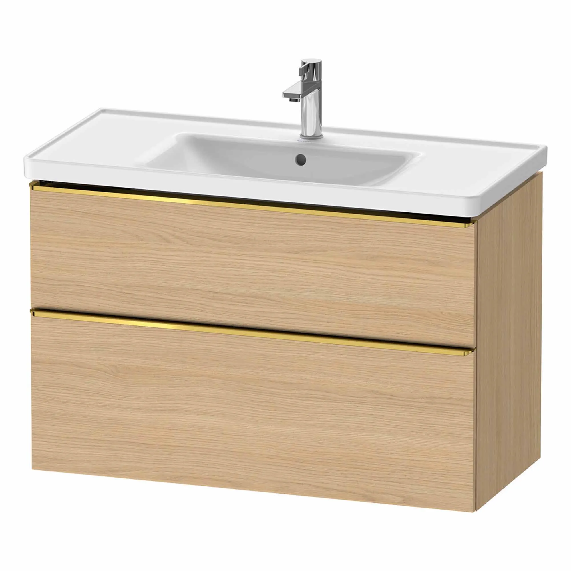 Duravit D-Neo Wall Mounted 2-Drawer Vanity Unit With Ceramic Basin - Natural Oak