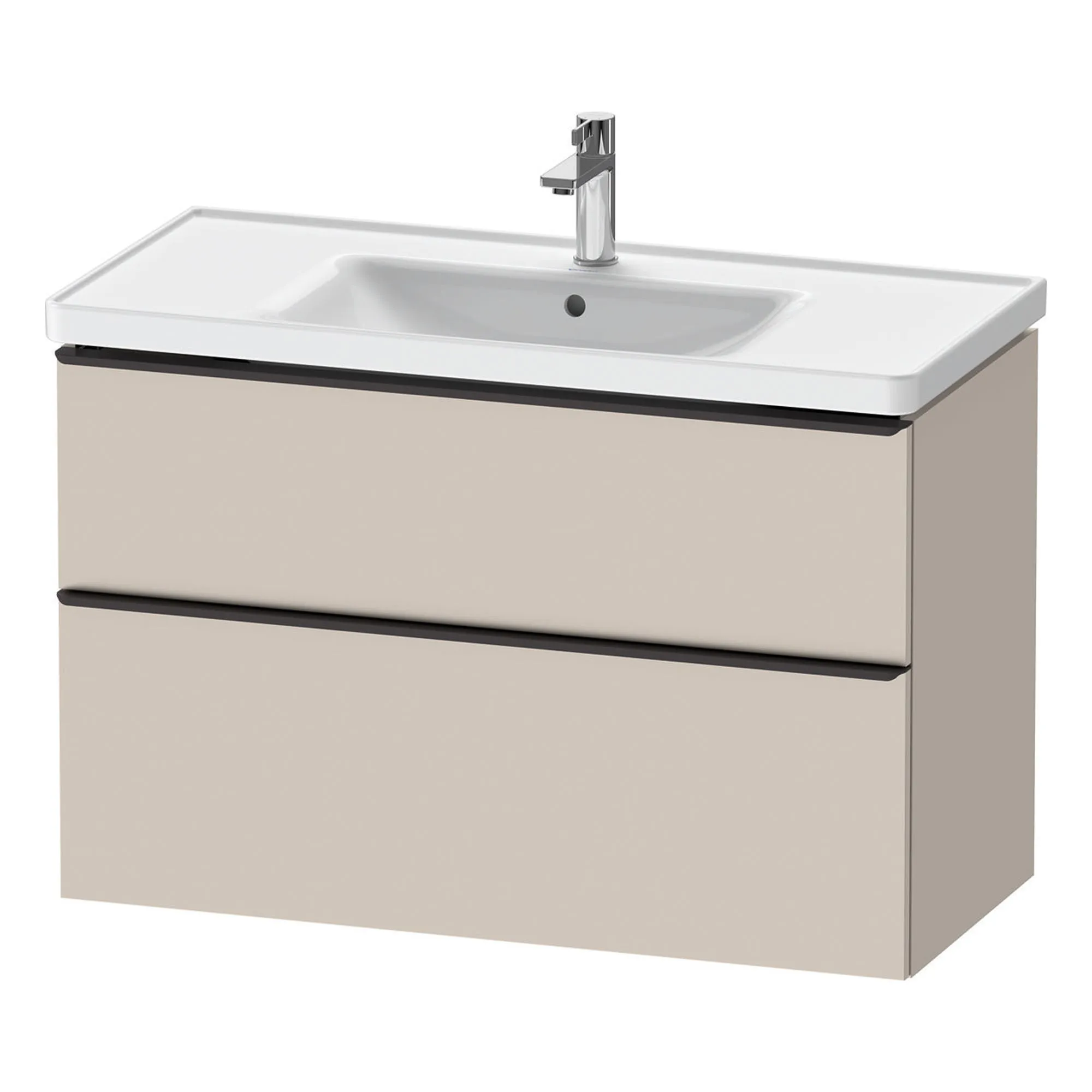 Duravit D-Neo Wall Mounted 2-Drawer Vanity Unit With Ceramic Basin - Taupe