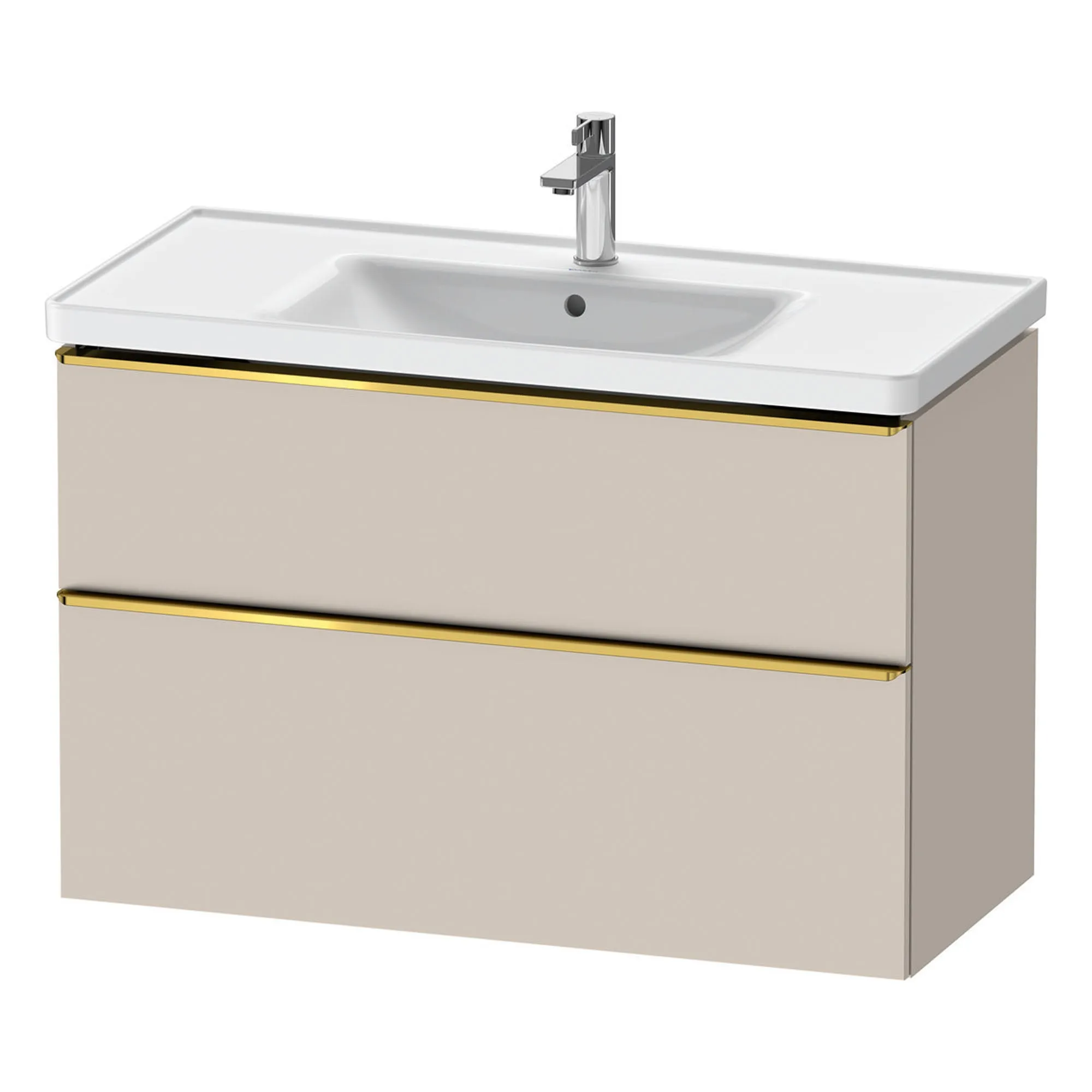 Duravit D-Neo Wall Mounted 2-Drawer Vanity Unit With Ceramic Basin - Taupe