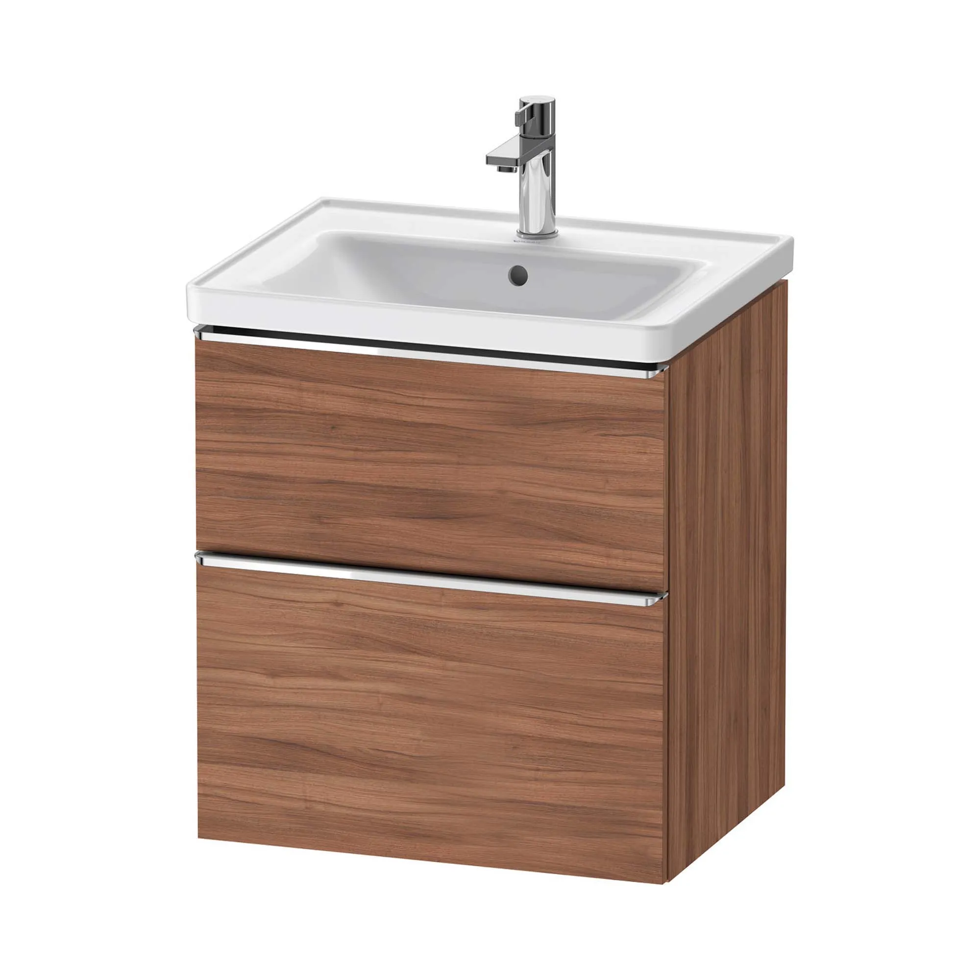 Duravit D-Neo Wall Mounted 2-Drawer Vanity Unit With Ceramic Basin - Walnut