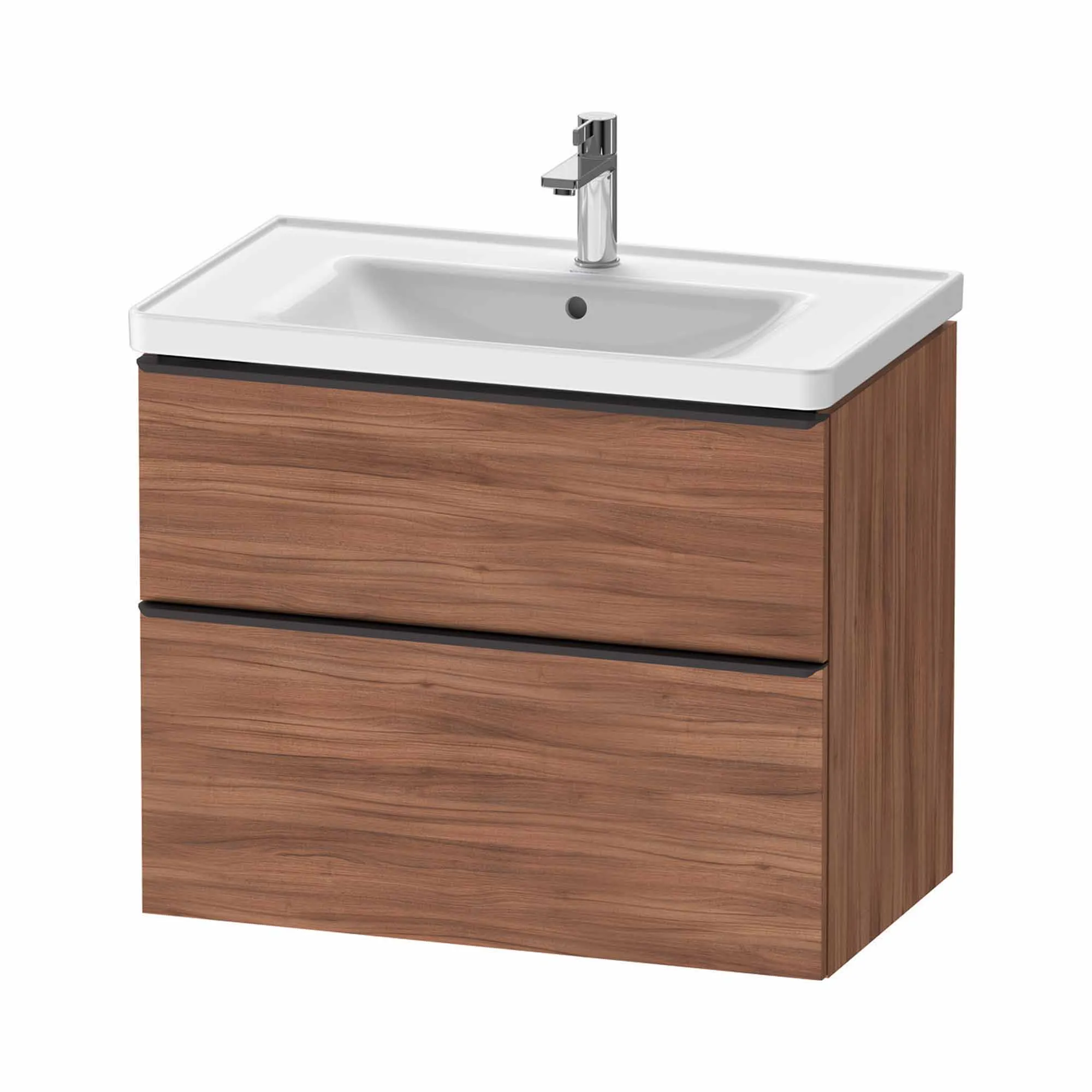 Duravit D-Neo Wall Mounted 2-Drawer Vanity Unit With Ceramic Basin - Walnut