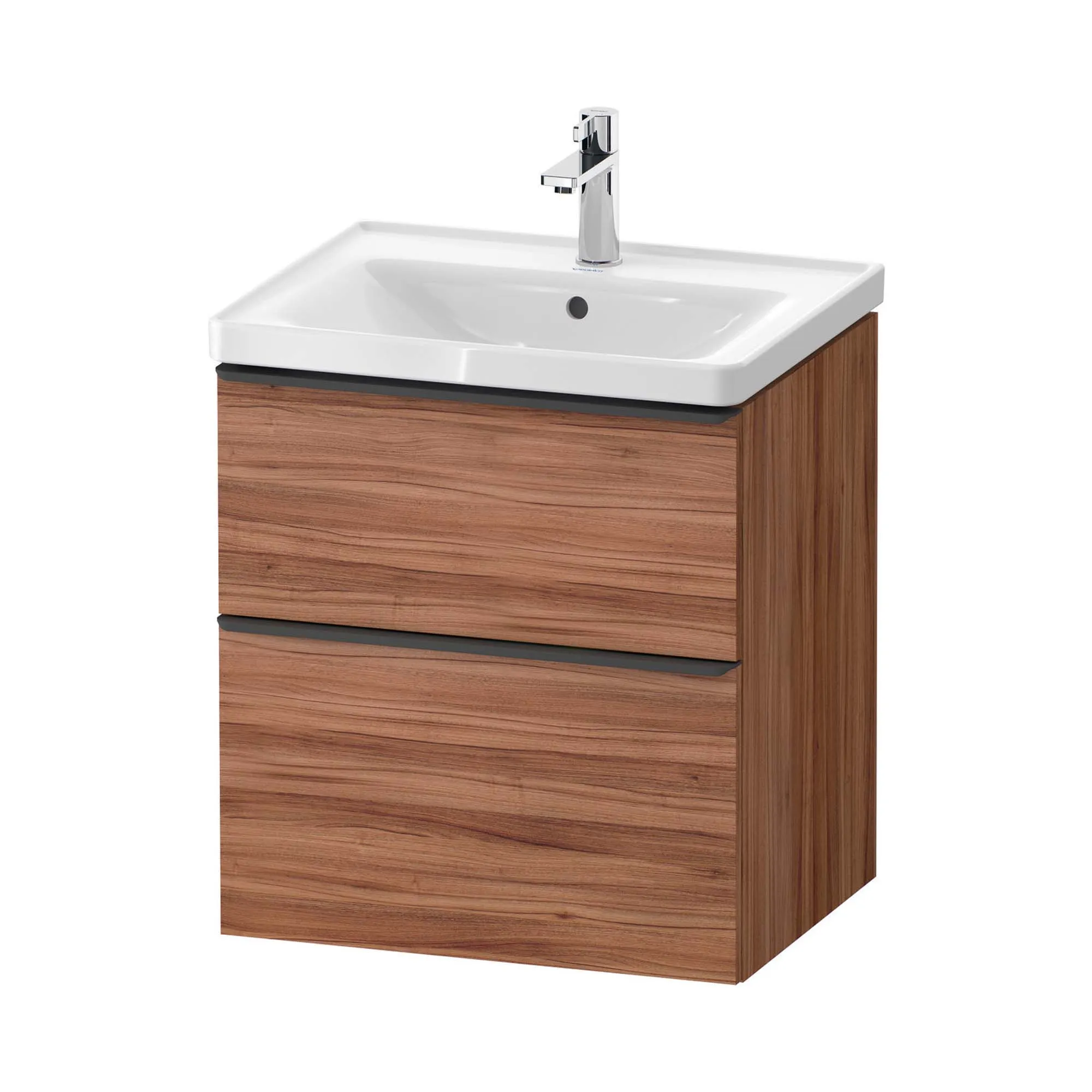 Duravit D-Neo Wall Mounted 2-Drawer Vanity Unit With Ceramic Basin - Walnut