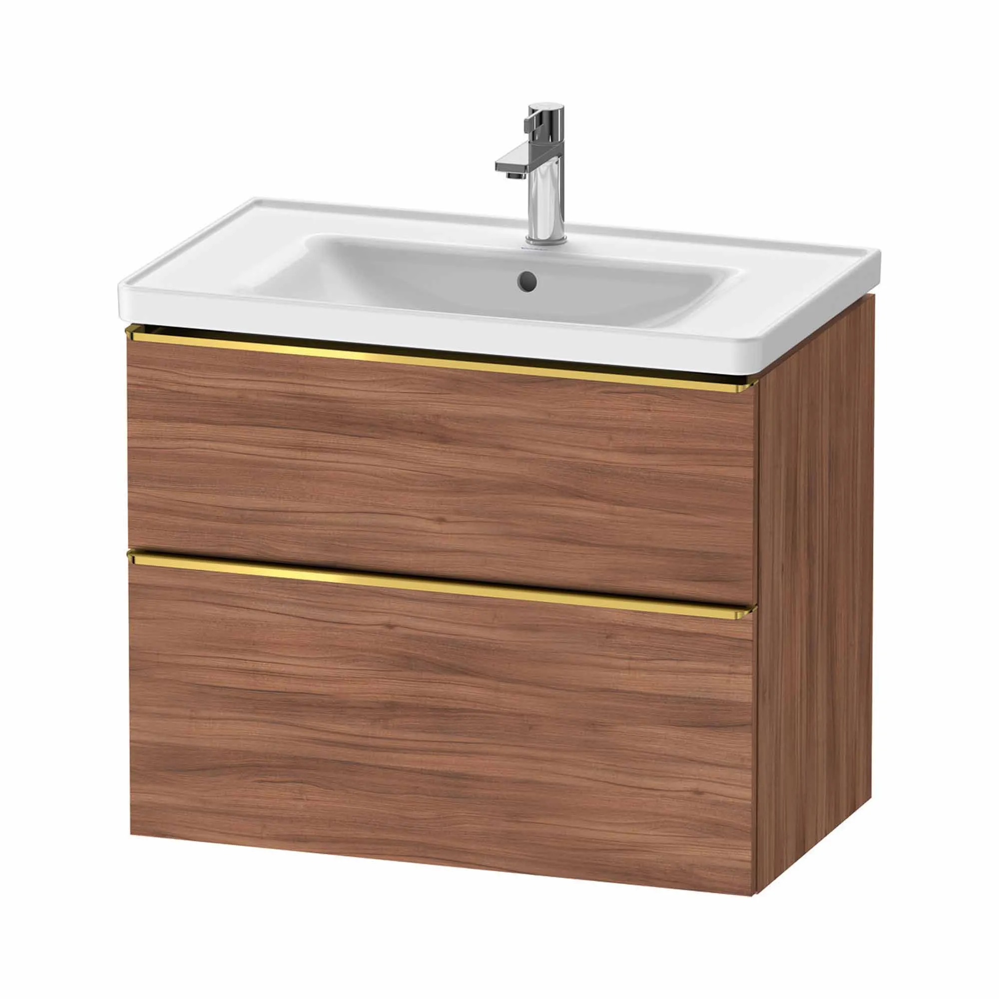 Duravit D-Neo Wall Mounted 2-Drawer Vanity Unit With Ceramic Basin - Walnut
