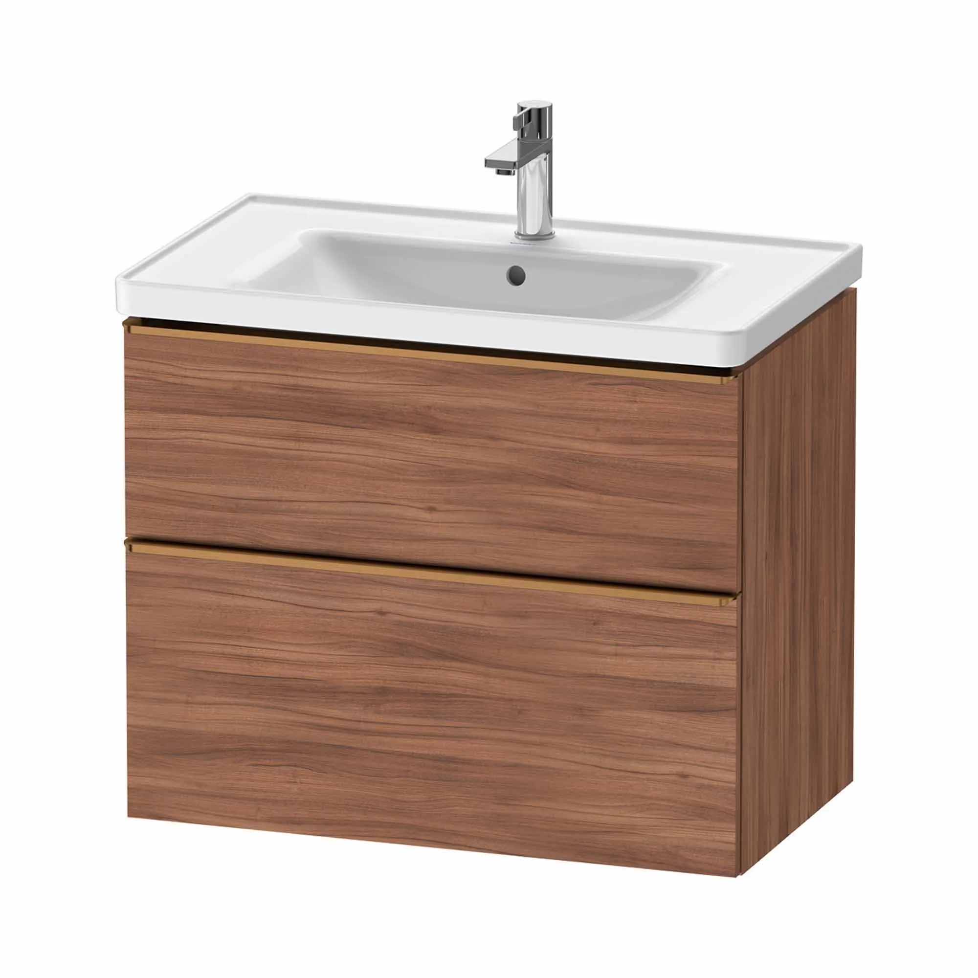 Duravit D-Neo Wall Mounted 2-Drawer Vanity Unit With Ceramic Basin - Walnut