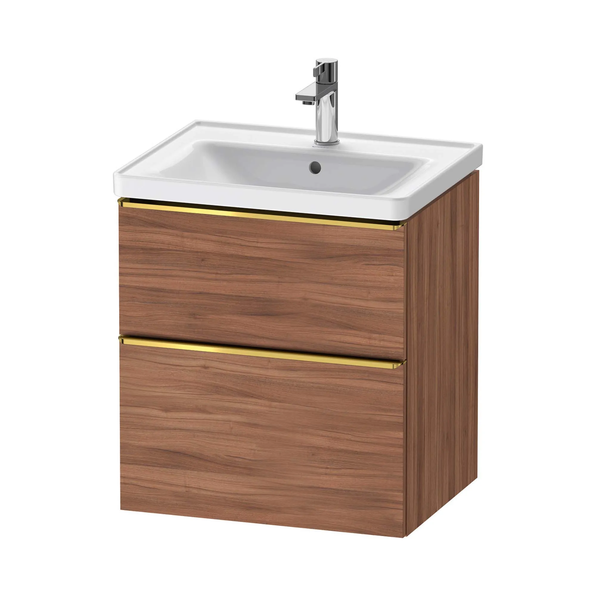 Duravit D-Neo Wall Mounted 2-Drawer Vanity Unit With Ceramic Basin - Walnut