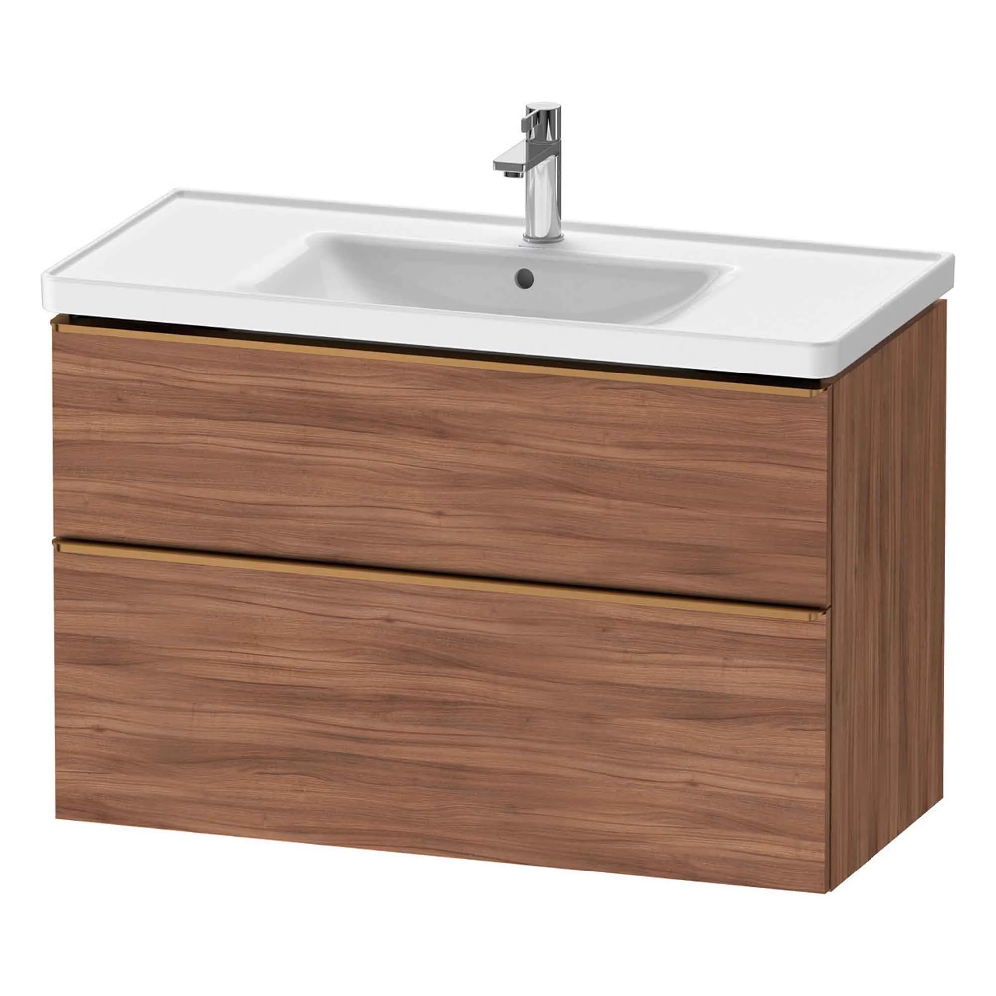 Duravit D-Neo Wall Mounted 2-Drawer Vanity Unit With Ceramic Basin - Walnut