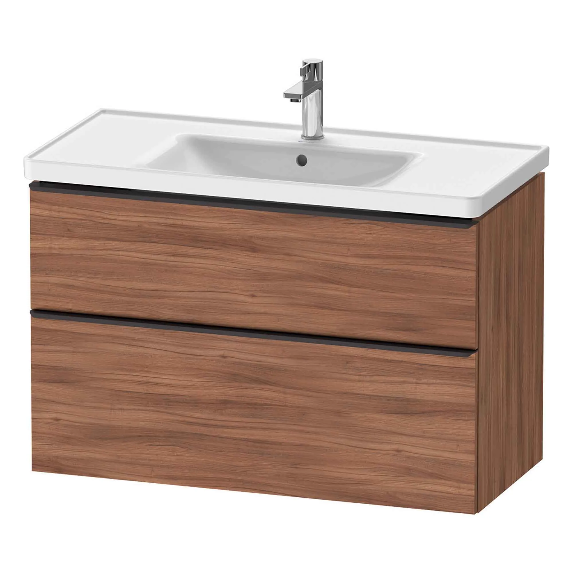 Duravit D-Neo Wall Mounted 2-Drawer Vanity Unit With Ceramic Basin - Walnut