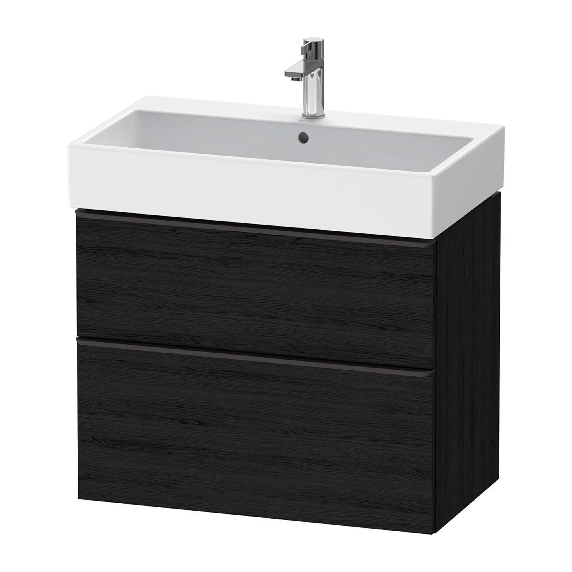 Duravit D-Neo Wall Mounted 2-Drawer Vanity Unit With Vero Air Ceramic Basin - Black Oak
