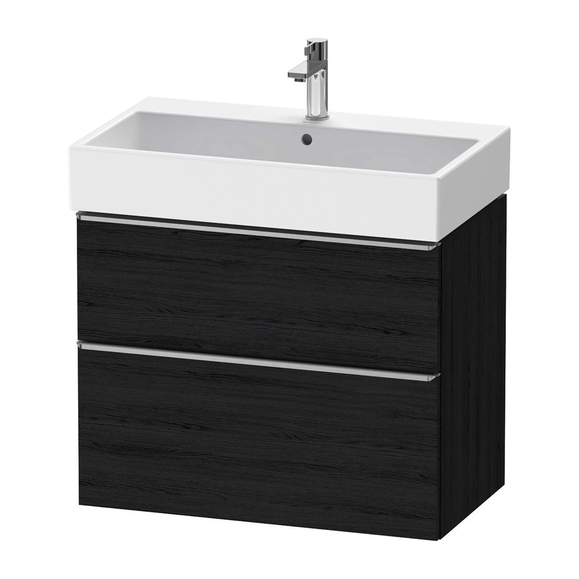 Duravit D-Neo Wall Mounted 2-Drawer Vanity Unit With Vero Air Ceramic Basin - Black Oak