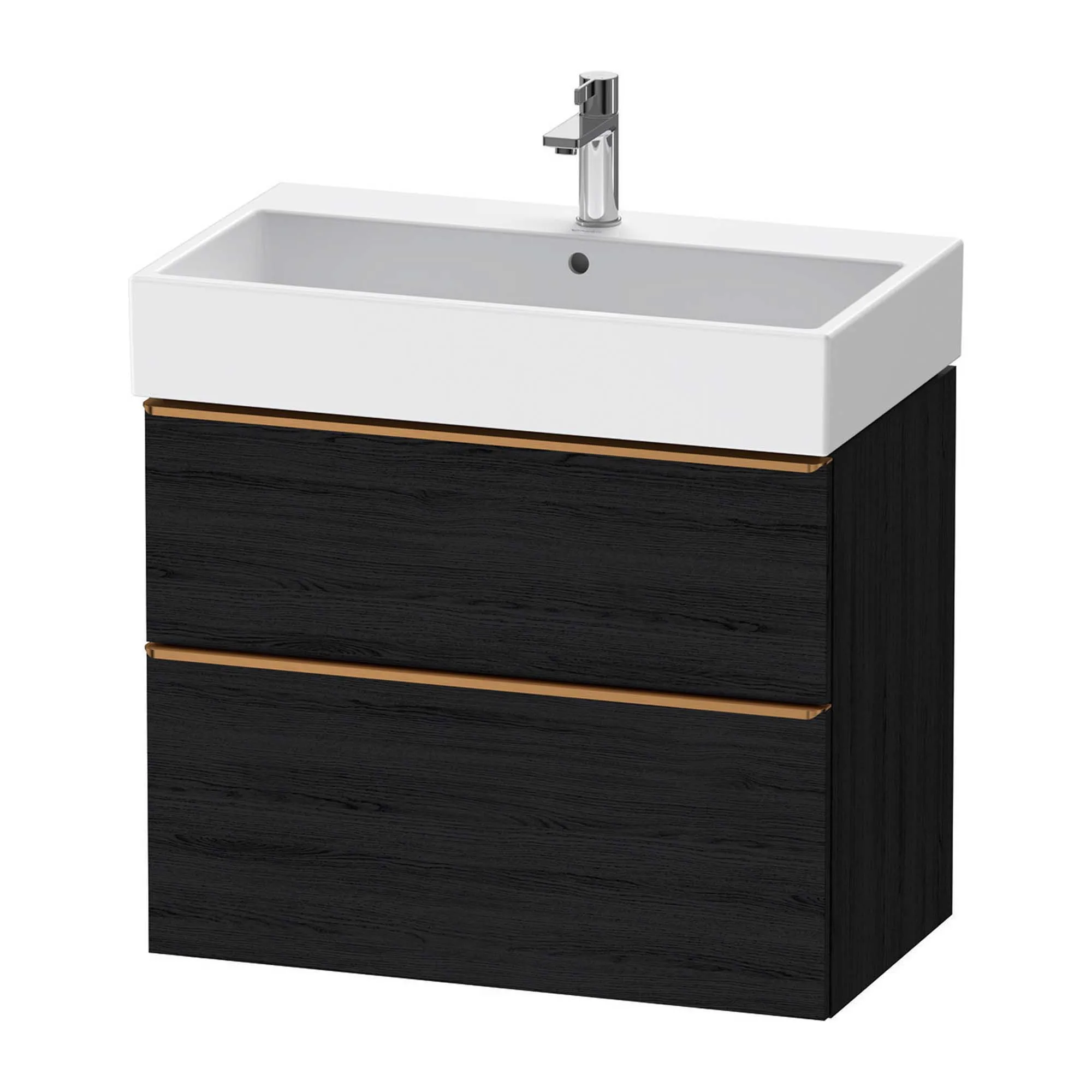 Duravit D-Neo Wall Mounted 2-Drawer Vanity Unit With Vero Air Ceramic Basin - Black Oak