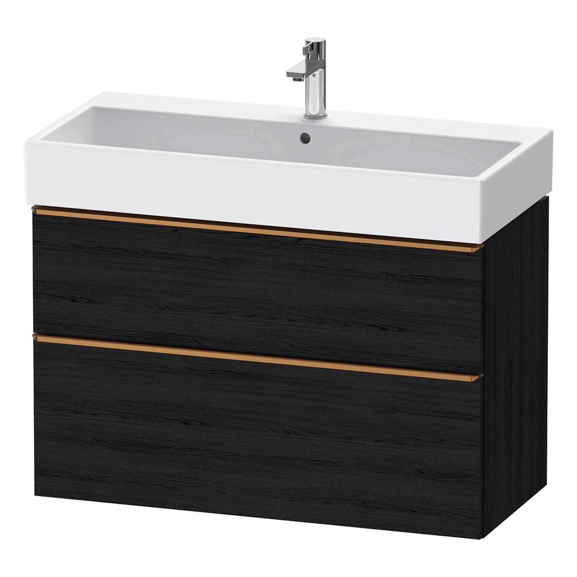 Duravit D-Neo Wall Mounted 2-Drawer Vanity Unit With Vero Air Ceramic Basin - Black Oak