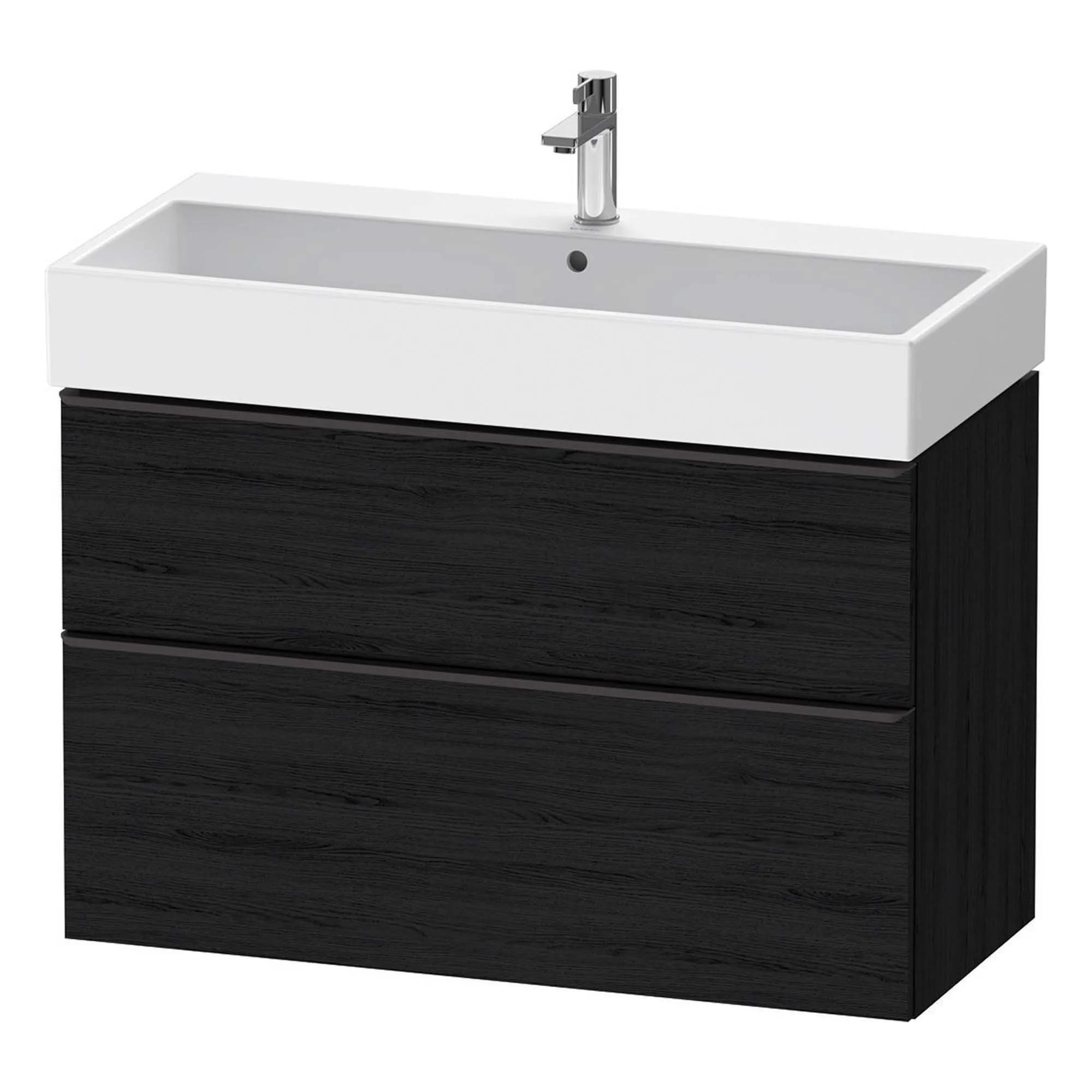 Duravit D-Neo Wall Mounted 2-Drawer Vanity Unit With Vero Air Ceramic Basin - Black Oak