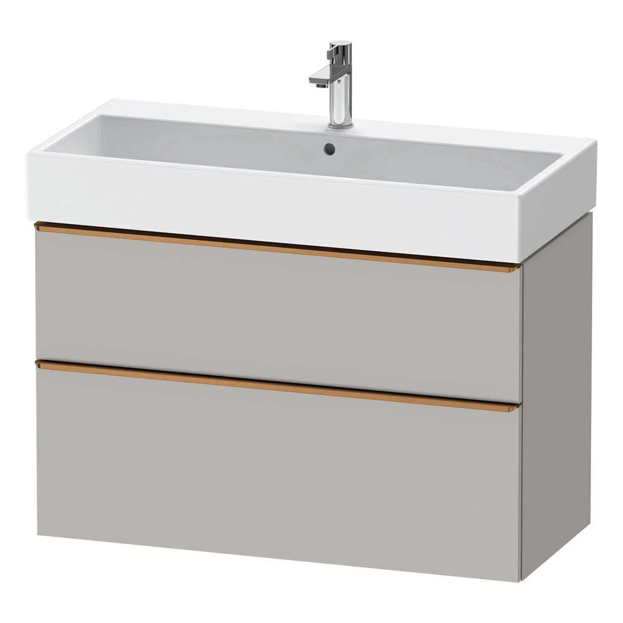 Duravit D-Neo Wall Mounted 2-Drawer Vanity Unit With Vero Air Ceramic Basin - Concrete Grey