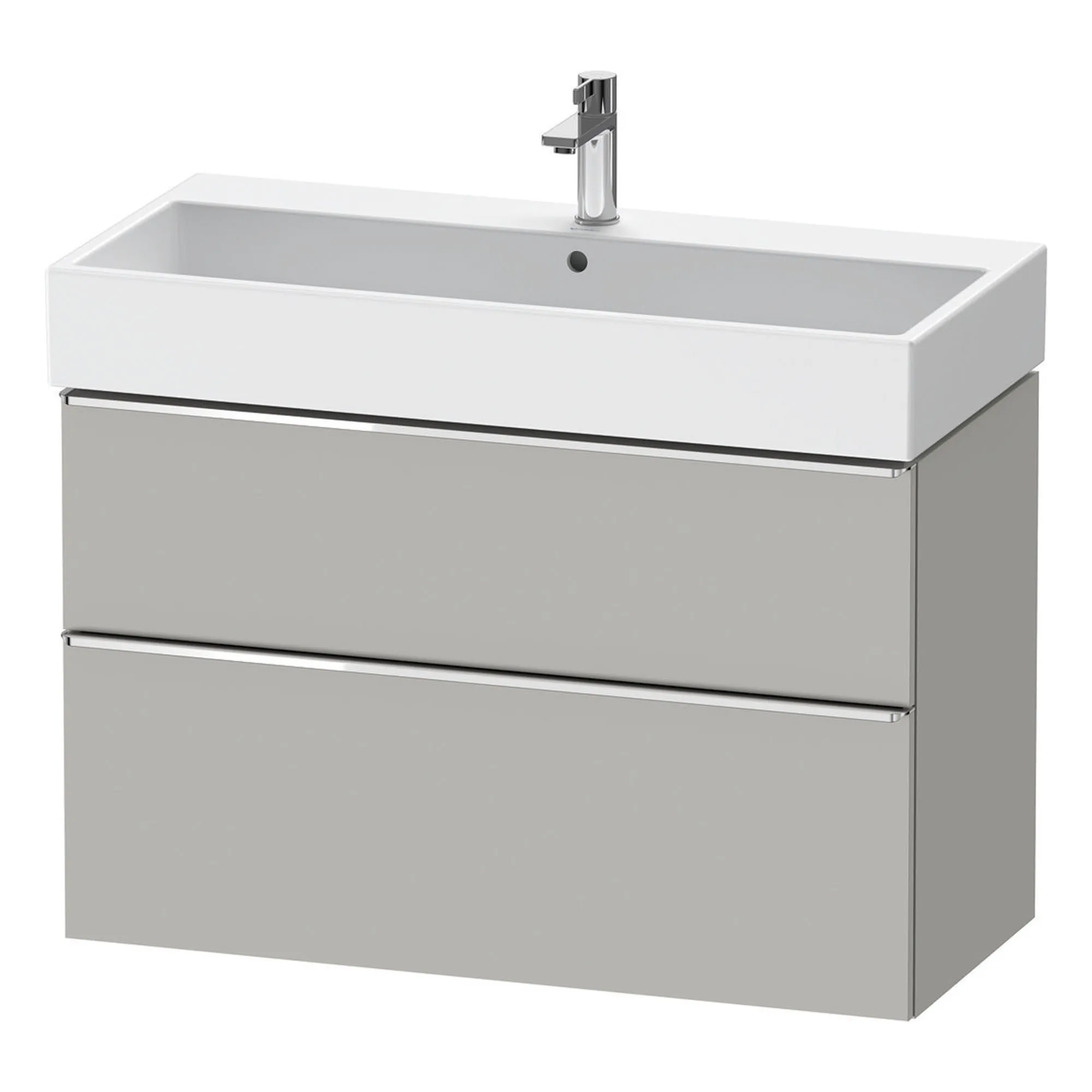 Duravit D-Neo Wall Mounted 2-Drawer Vanity Unit With Vero Air Ceramic Basin - Concrete Grey