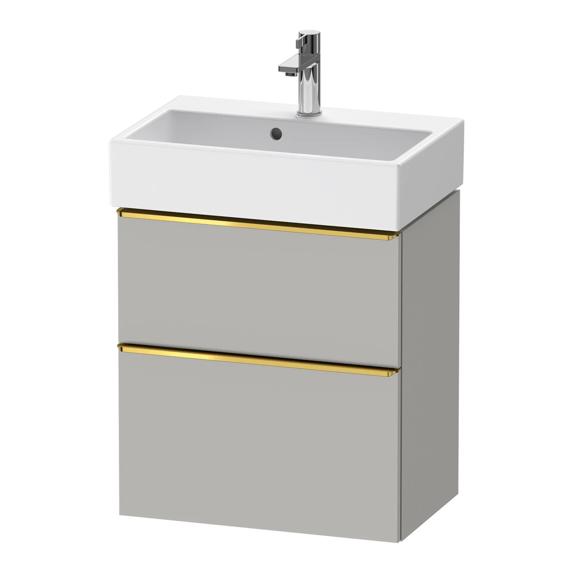 Duravit D-Neo Wall Mounted 2-Drawer Vanity Unit With Vero Air Ceramic Basin - Concrete Grey