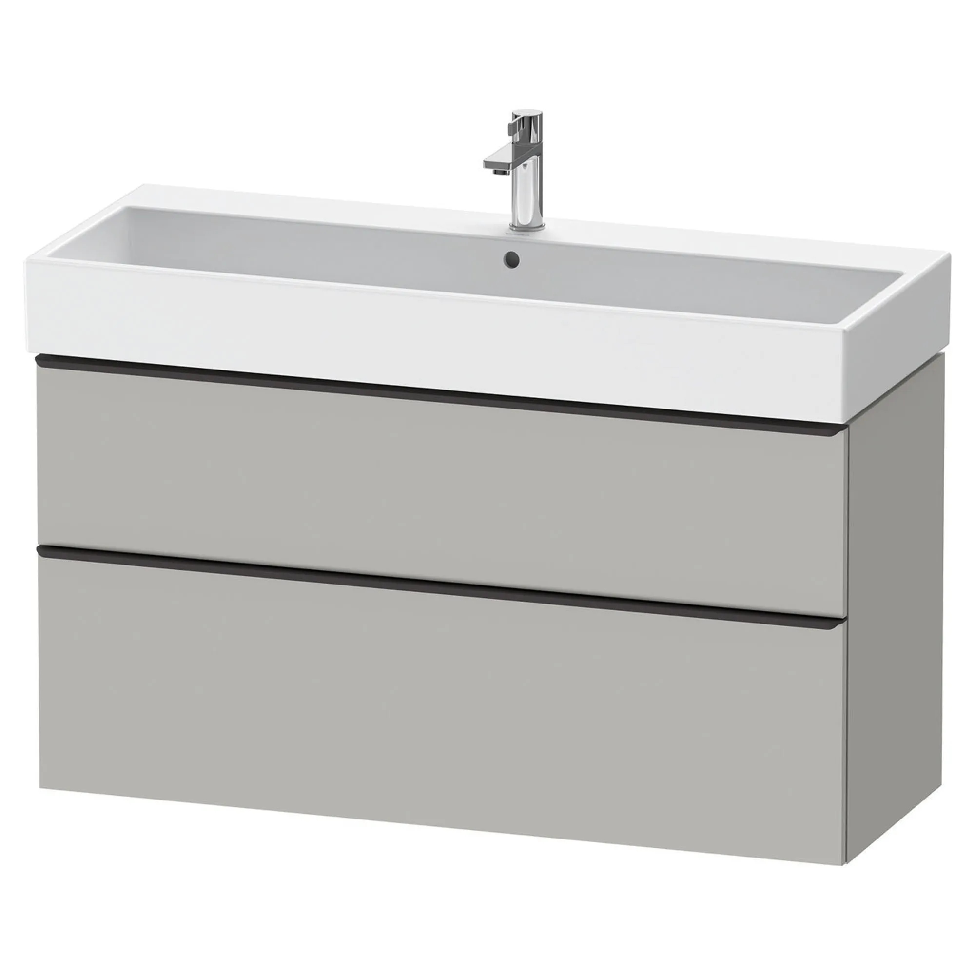 Duravit D-Neo Wall Mounted 2-Drawer Vanity Unit With Vero Air Ceramic Basin - Concrete Grey