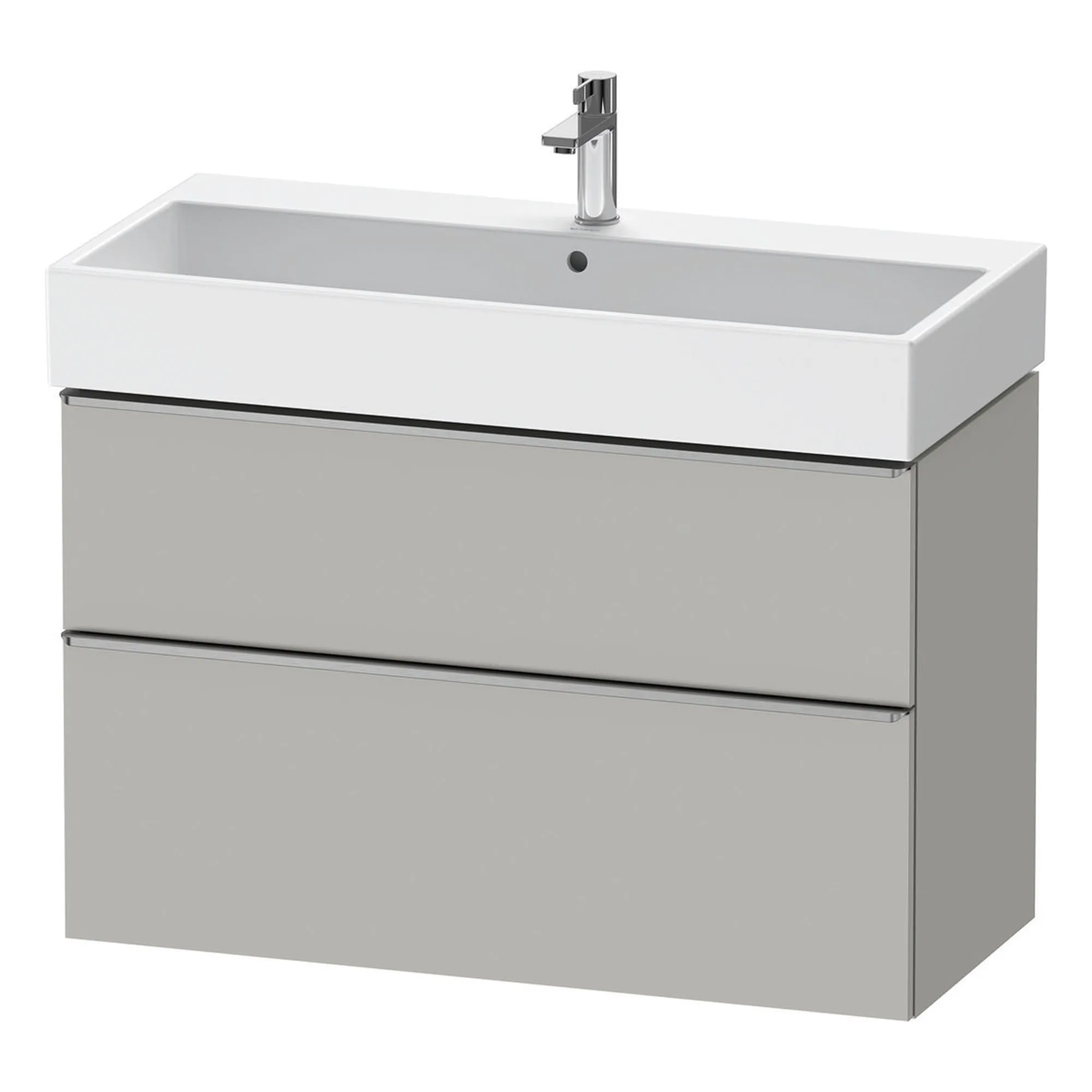 Duravit D-Neo Wall Mounted 2-Drawer Vanity Unit With Vero Air Ceramic Basin - Concrete Grey