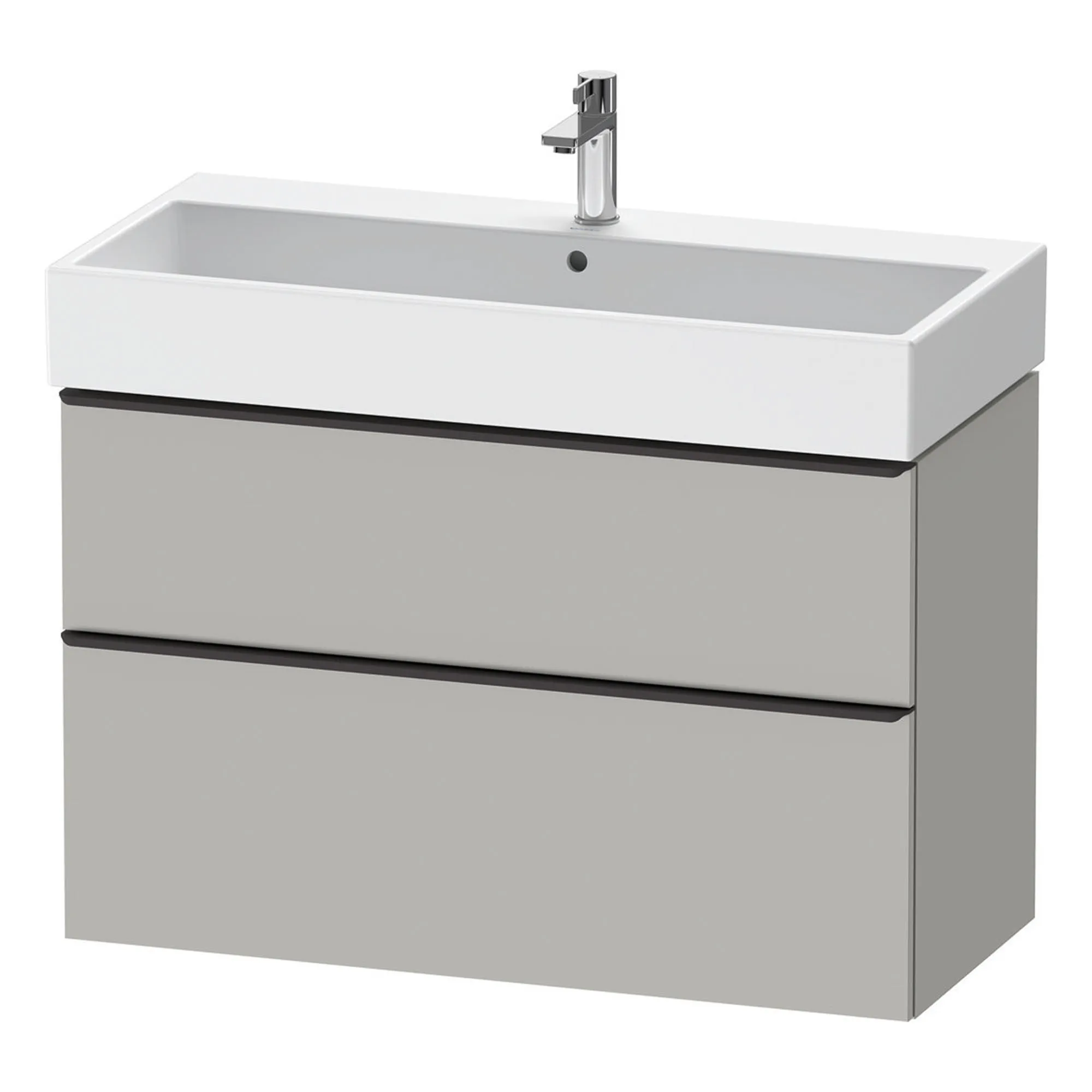 Duravit D-Neo Wall Mounted 2-Drawer Vanity Unit With Vero Air Ceramic Basin - Concrete Grey