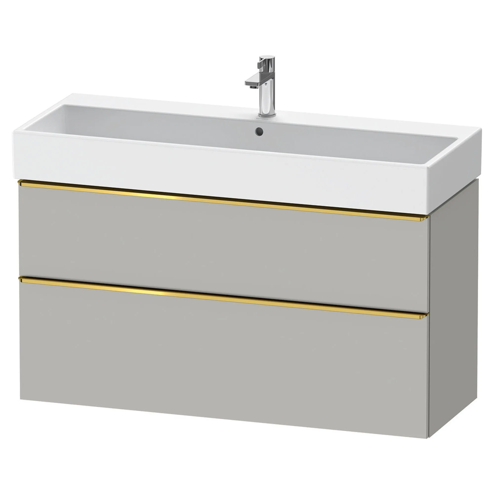 Duravit D-Neo Wall Mounted 2-Drawer Vanity Unit With Vero Air Ceramic Basin - Concrete Grey