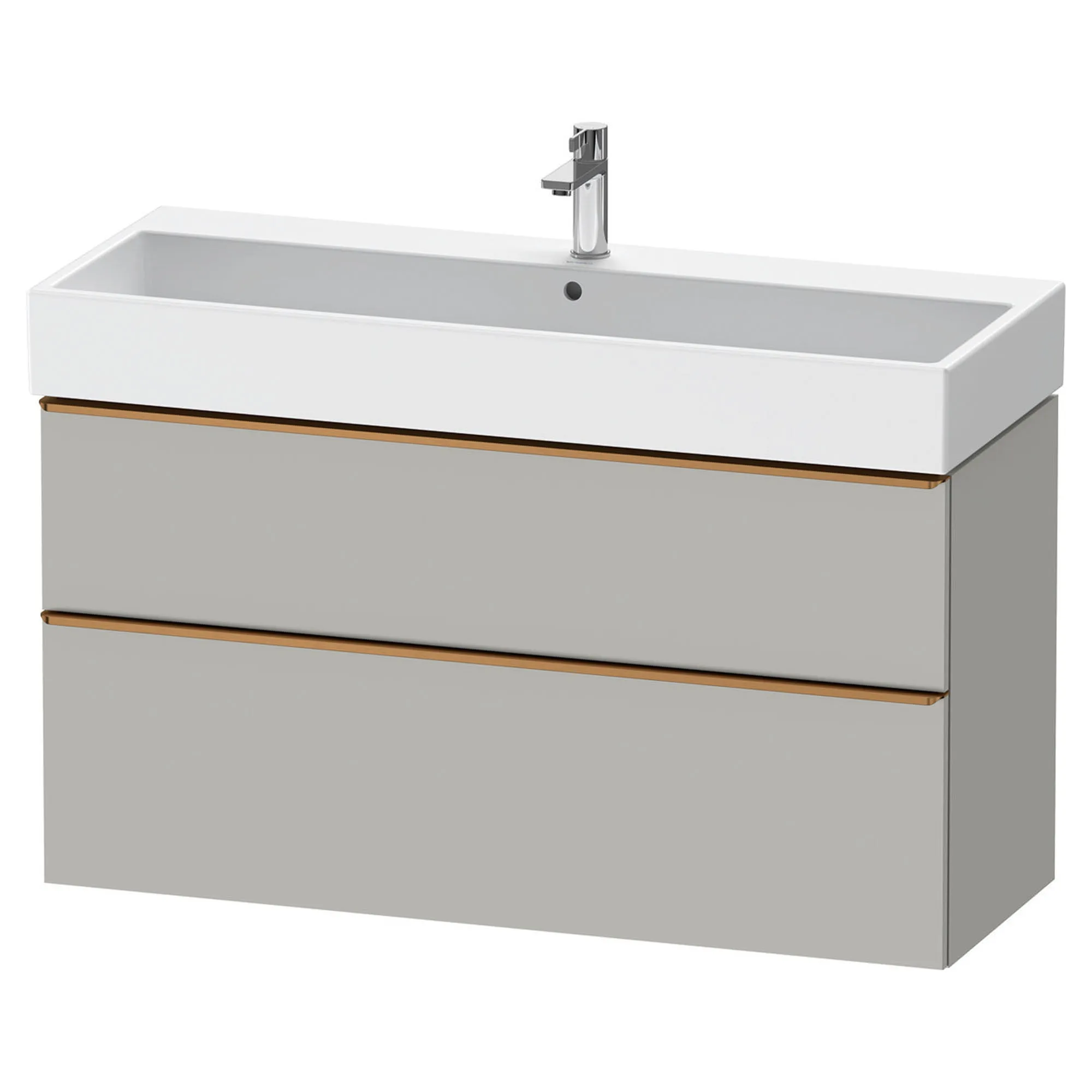 Duravit D-Neo Wall Mounted 2-Drawer Vanity Unit With Vero Air Ceramic Basin - Concrete Grey