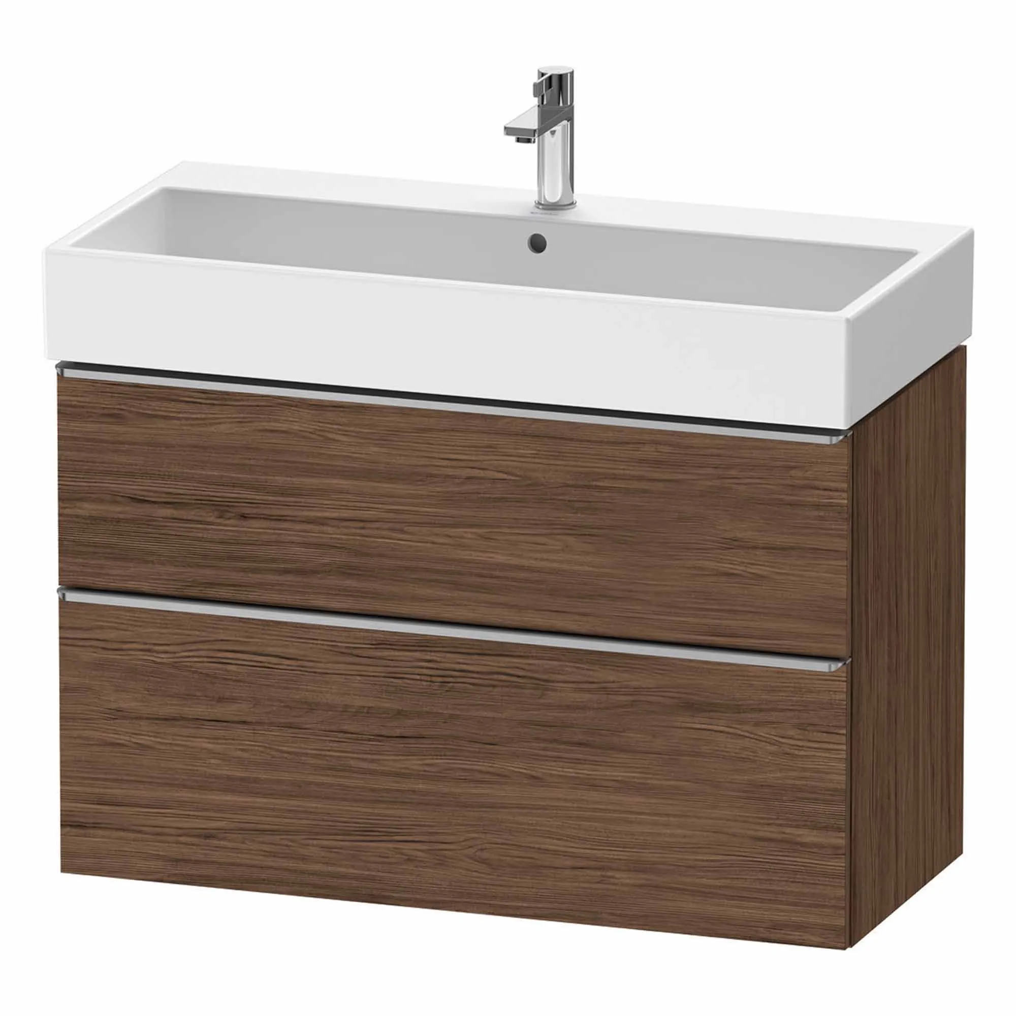 Duravit D-Neo Wall Mounted 2-Drawer Vanity Unit With Vero Air Ceramic Basin - Dark Walnut