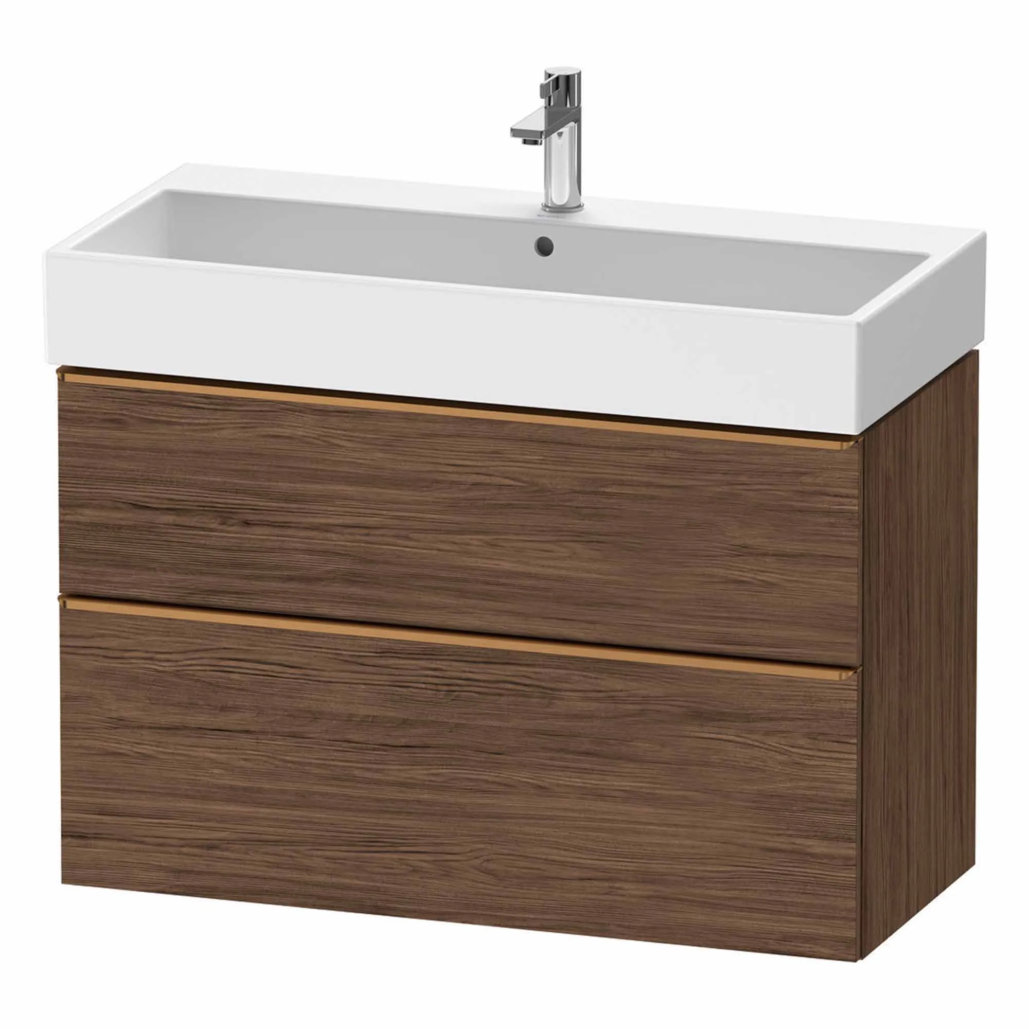 Duravit D-Neo Wall Mounted 2-Drawer Vanity Unit With Vero Air Ceramic Basin - Dark Walnut