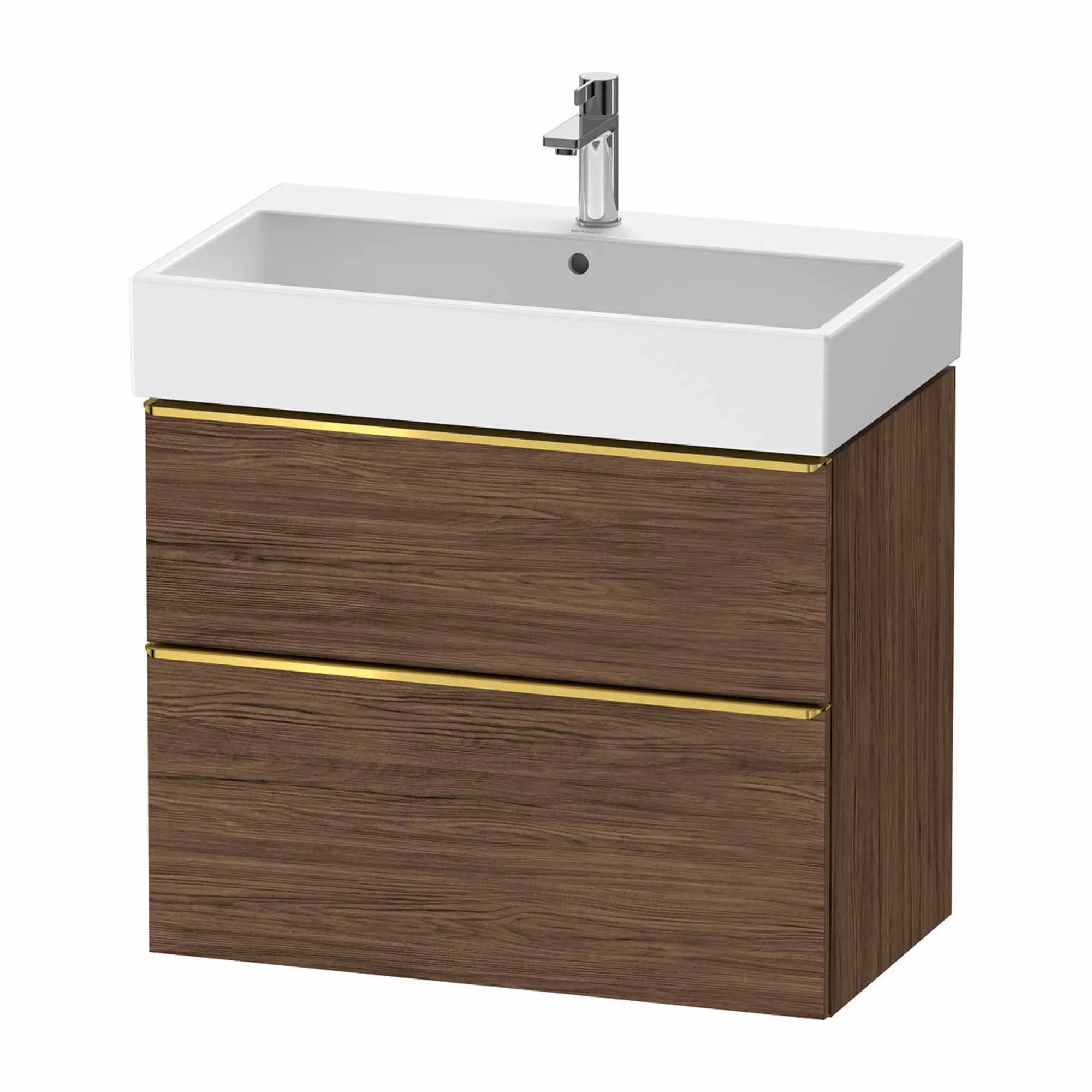 Duravit D-Neo Wall Mounted 2-Drawer Vanity Unit With Vero Air Ceramic Basin - Dark Walnut