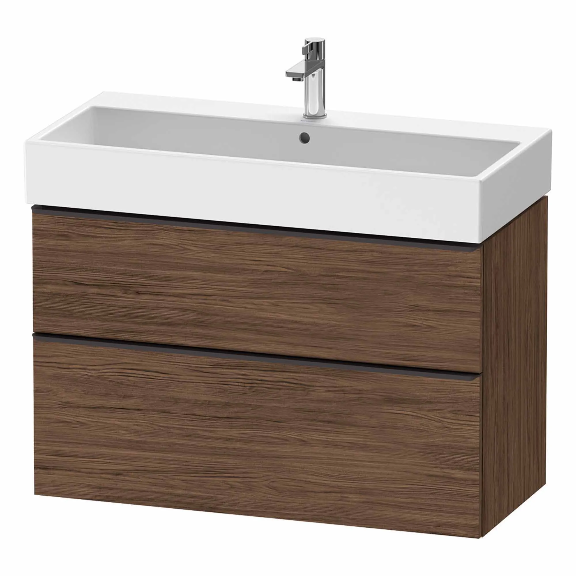 Duravit D-Neo Wall Mounted 2-Drawer Vanity Unit With Vero Air Ceramic Basin - Dark Walnut