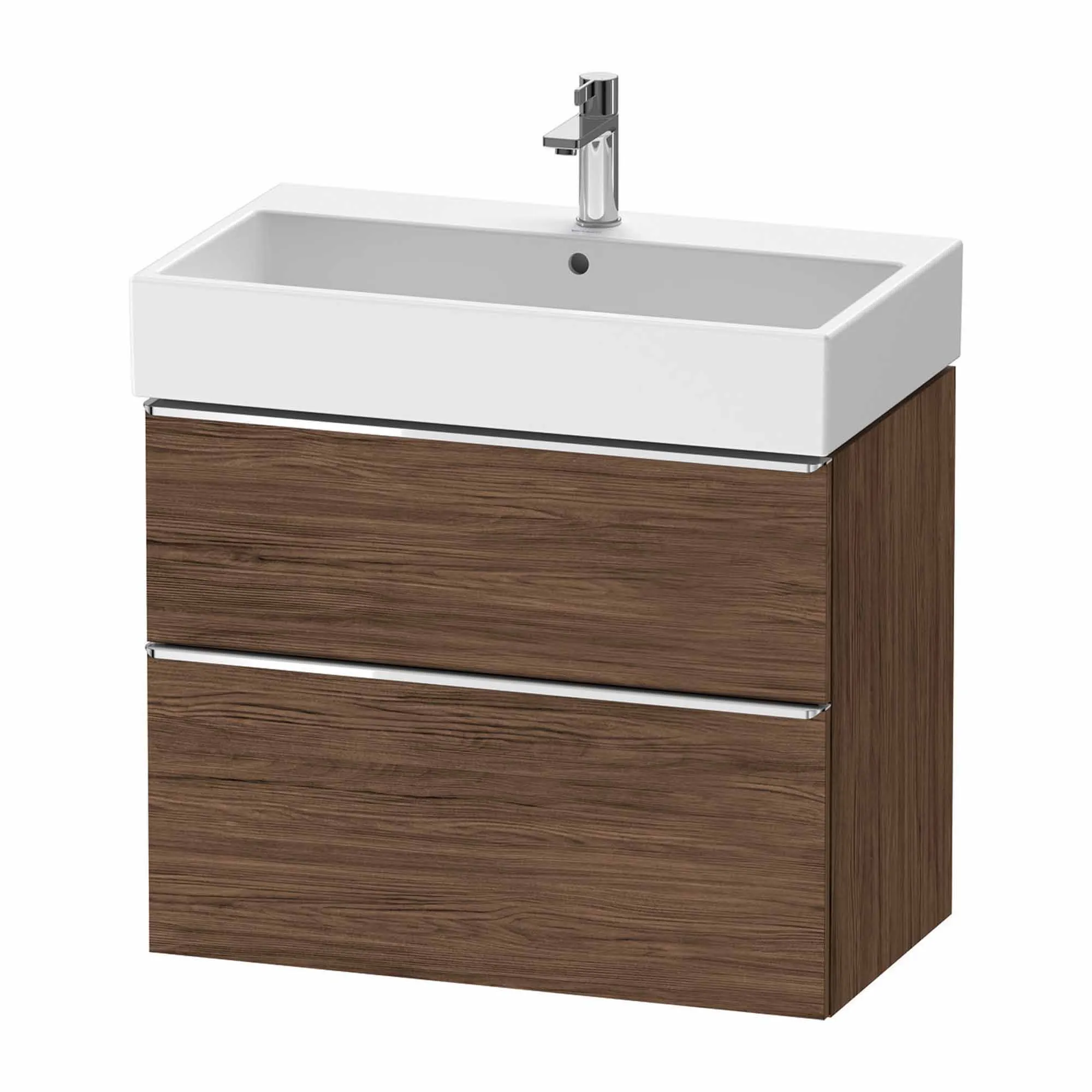 Duravit D-Neo Wall Mounted 2-Drawer Vanity Unit With Vero Air Ceramic Basin - Dark Walnut
