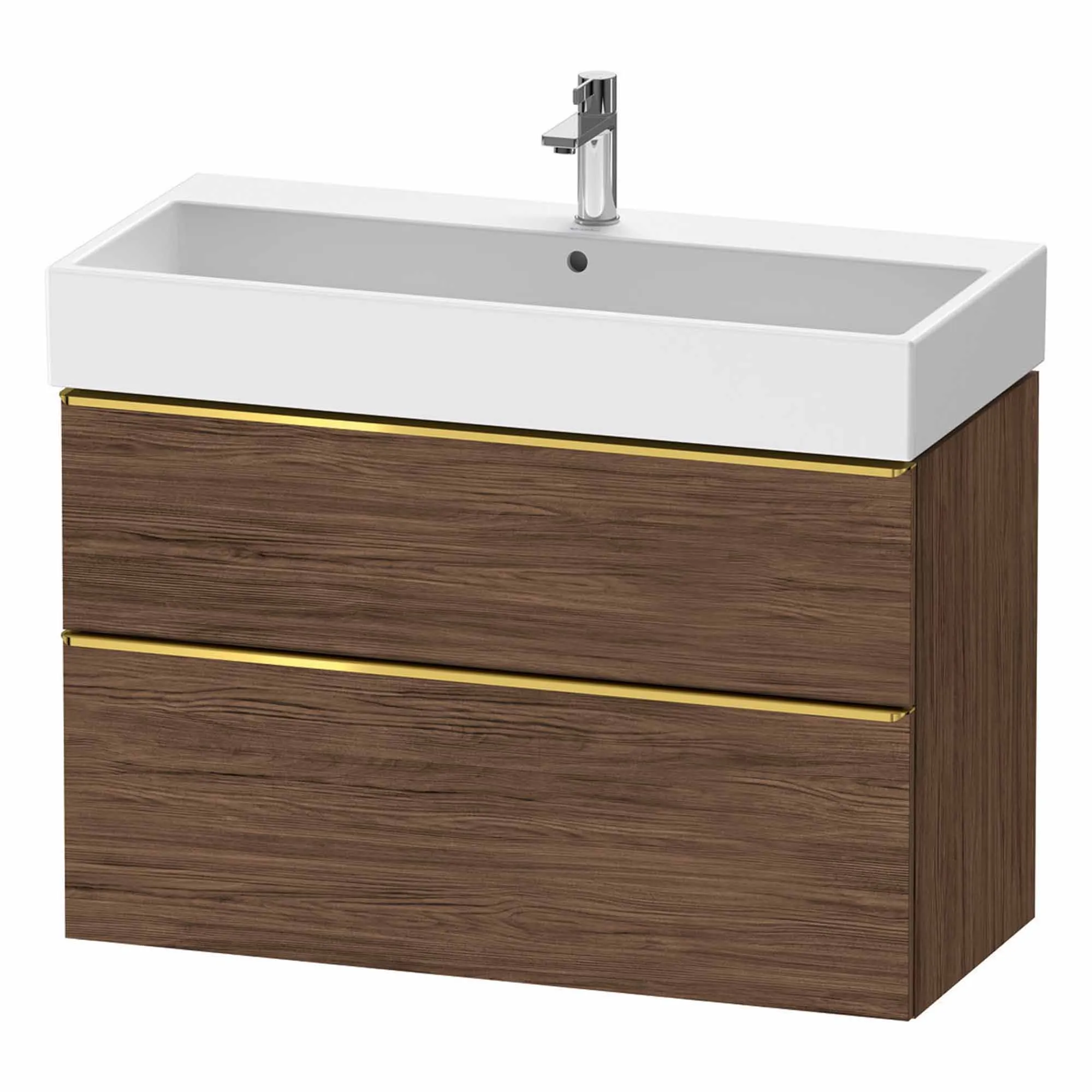 Duravit D-Neo Wall Mounted 2-Drawer Vanity Unit With Vero Air Ceramic Basin - Dark Walnut