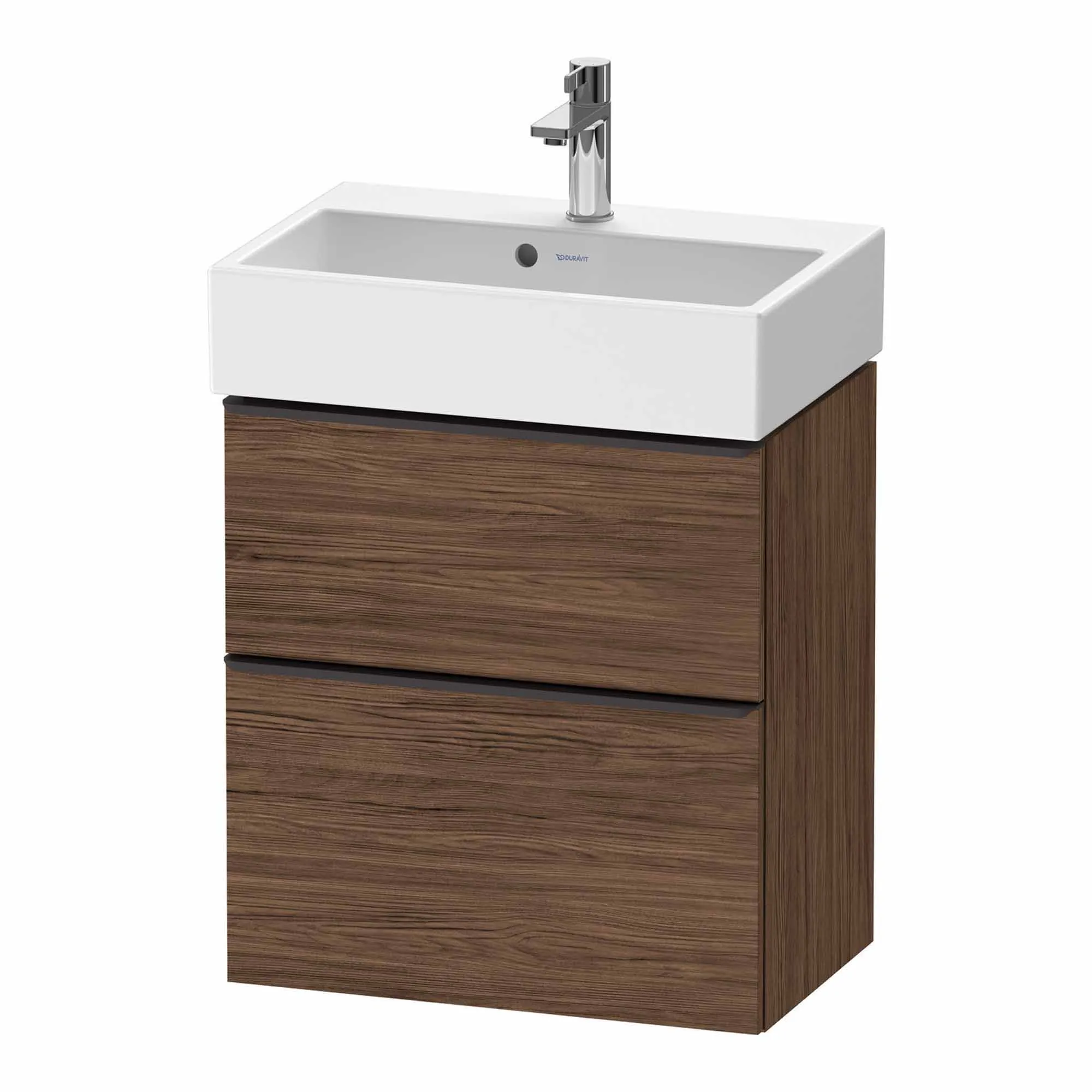 Duravit D-Neo Wall Mounted 2-Drawer Vanity Unit With Vero Air Ceramic Basin - Dark Walnut
