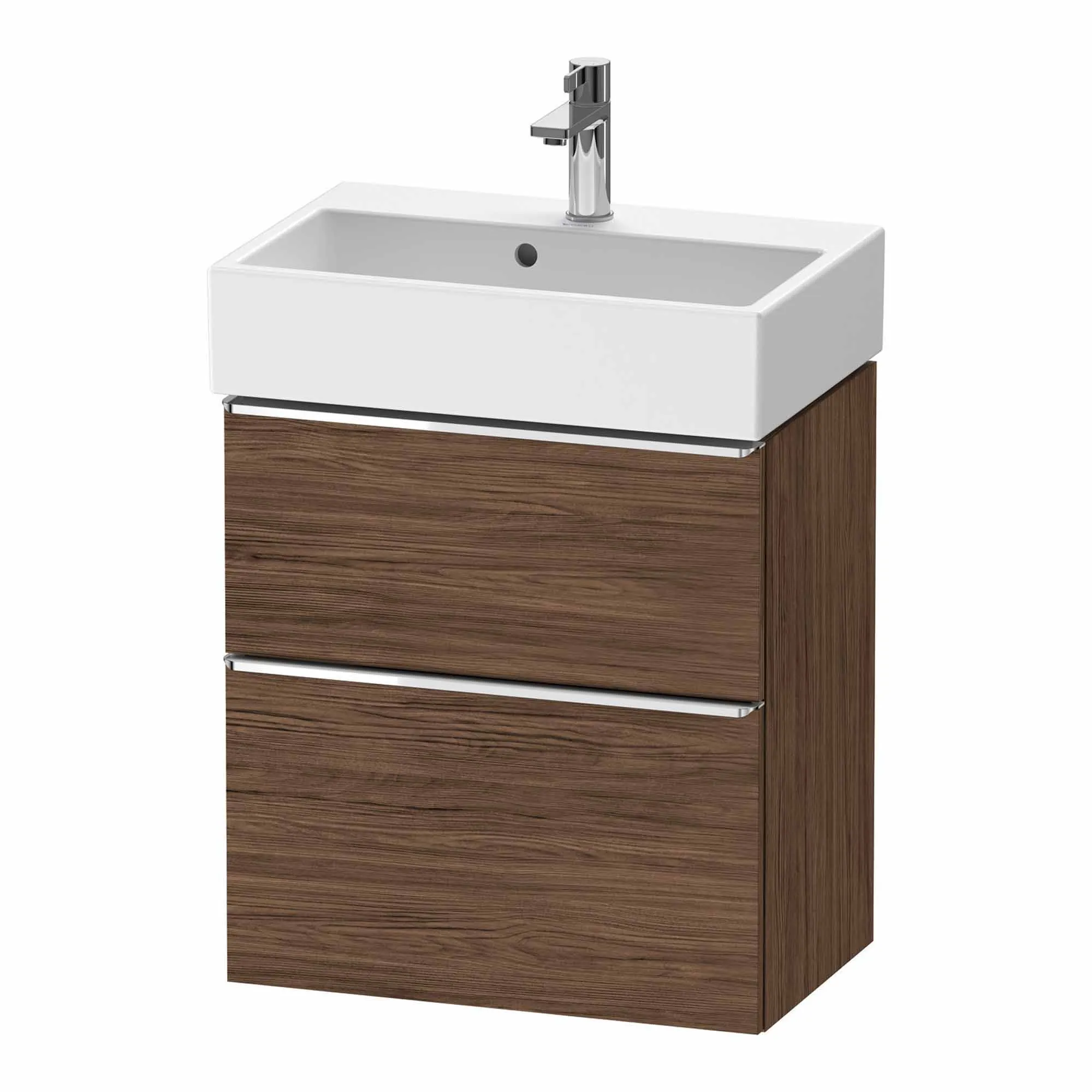 Duravit D-Neo Wall Mounted 2-Drawer Vanity Unit With Vero Air Ceramic Basin - Dark Walnut