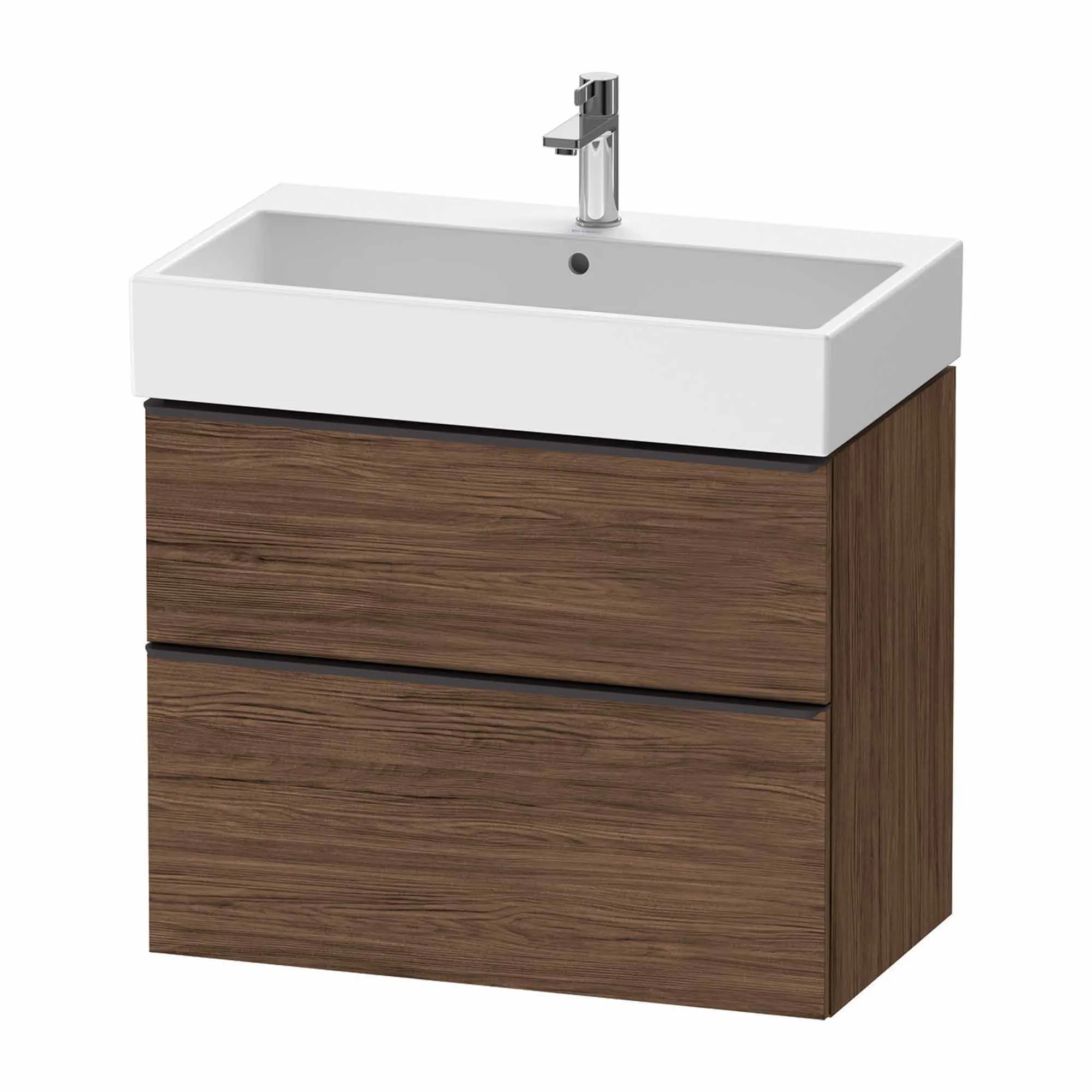 Duravit D-Neo Wall Mounted 2-Drawer Vanity Unit With Vero Air Ceramic Basin - Dark Walnut