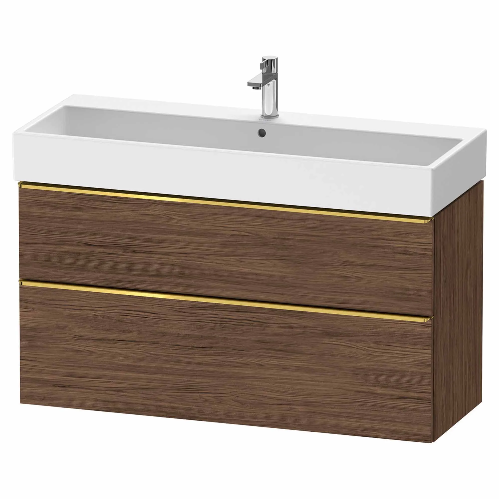 Duravit D-Neo Wall Mounted 2-Drawer Vanity Unit With Vero Air Ceramic Basin - Dark Walnut