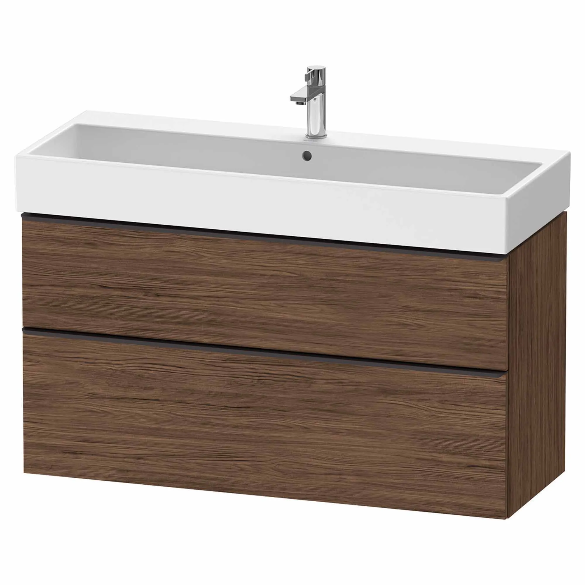 Duravit D-Neo Wall Mounted 2-Drawer Vanity Unit With Vero Air Ceramic Basin - Dark Walnut