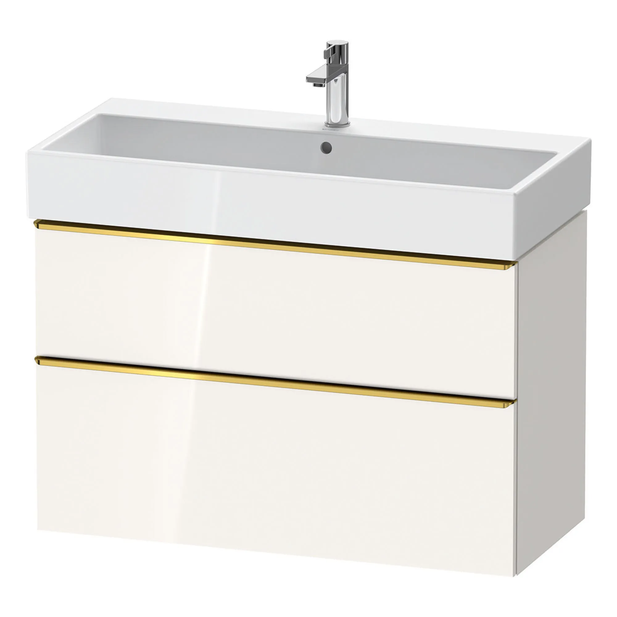 Duravit D-Neo Wall Mounted 2-Drawer Vanity Unit With Vero Air Ceramic Basin - Gloss White