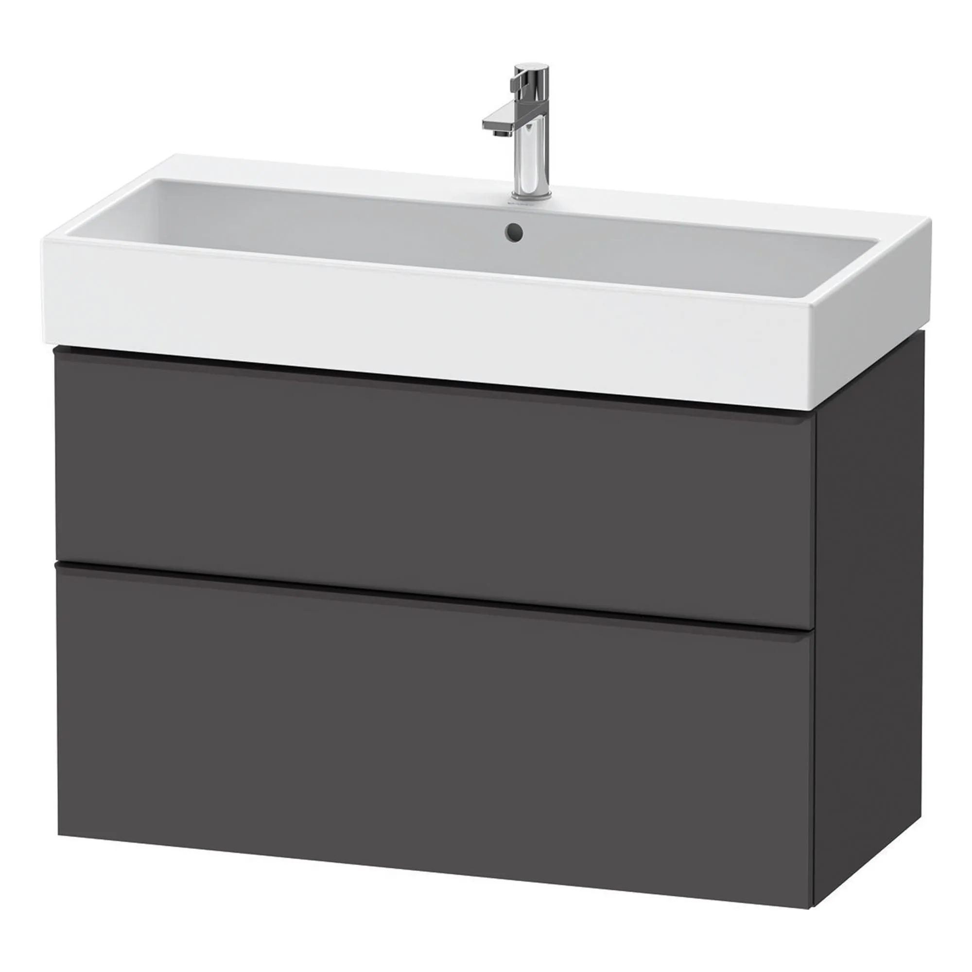 Duravit D-Neo Wall Mounted 2-Drawer Vanity Unit With Vero Air Ceramic Basin - Matt Graphite
