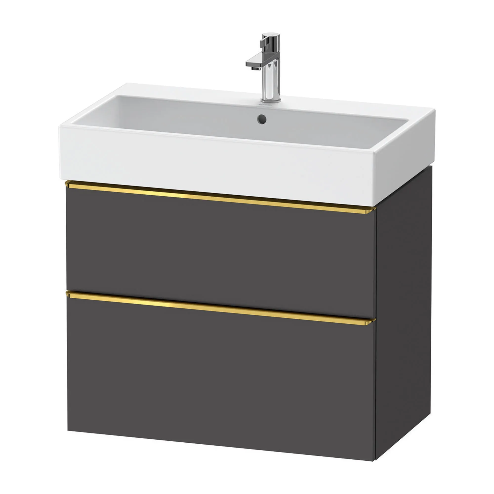 Duravit D-Neo Wall Mounted 2-Drawer Vanity Unit With Vero Air Ceramic Basin - Matt Graphite