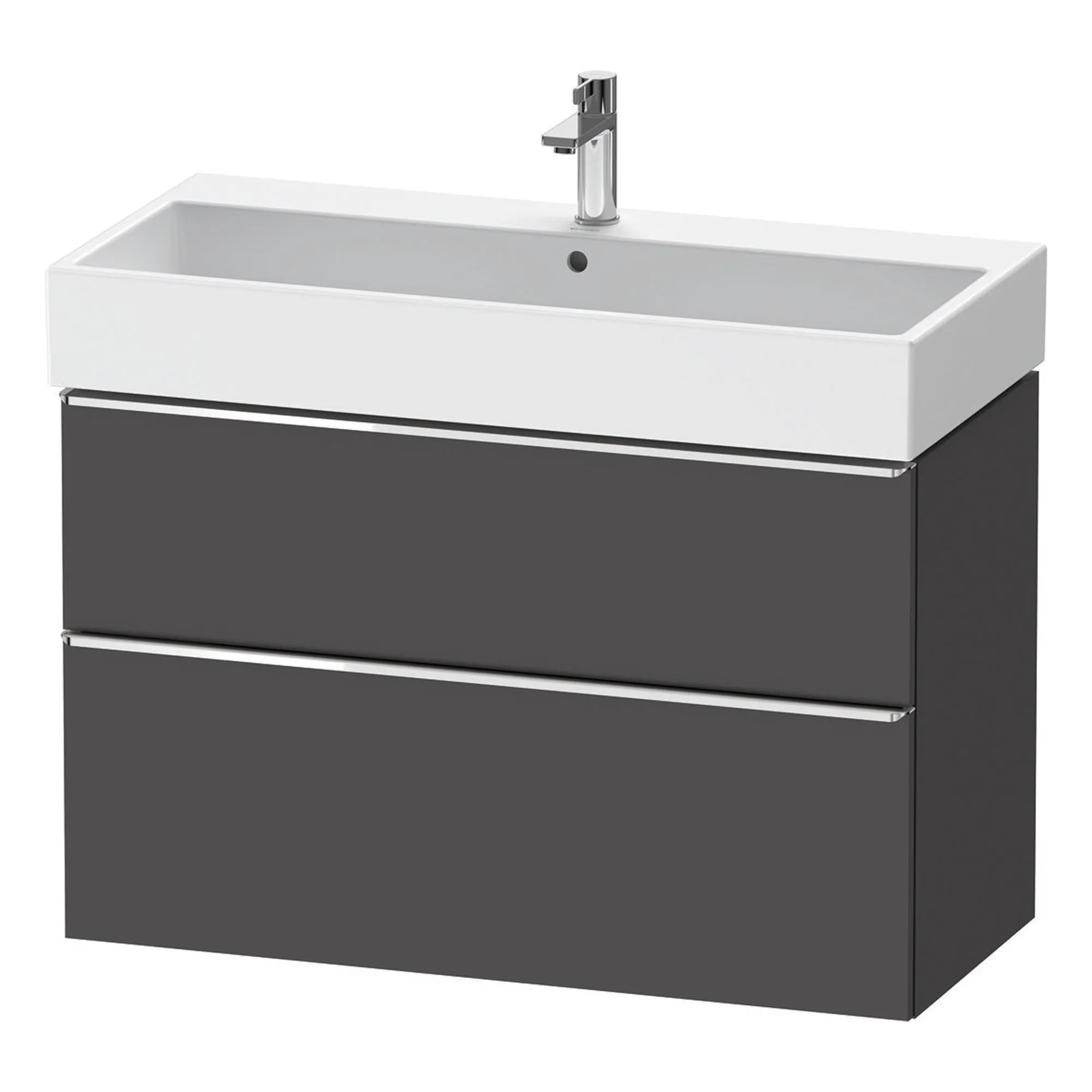 Duravit D-Neo Wall Mounted 2-Drawer Vanity Unit With Vero Air Ceramic Basin - Matt Graphite