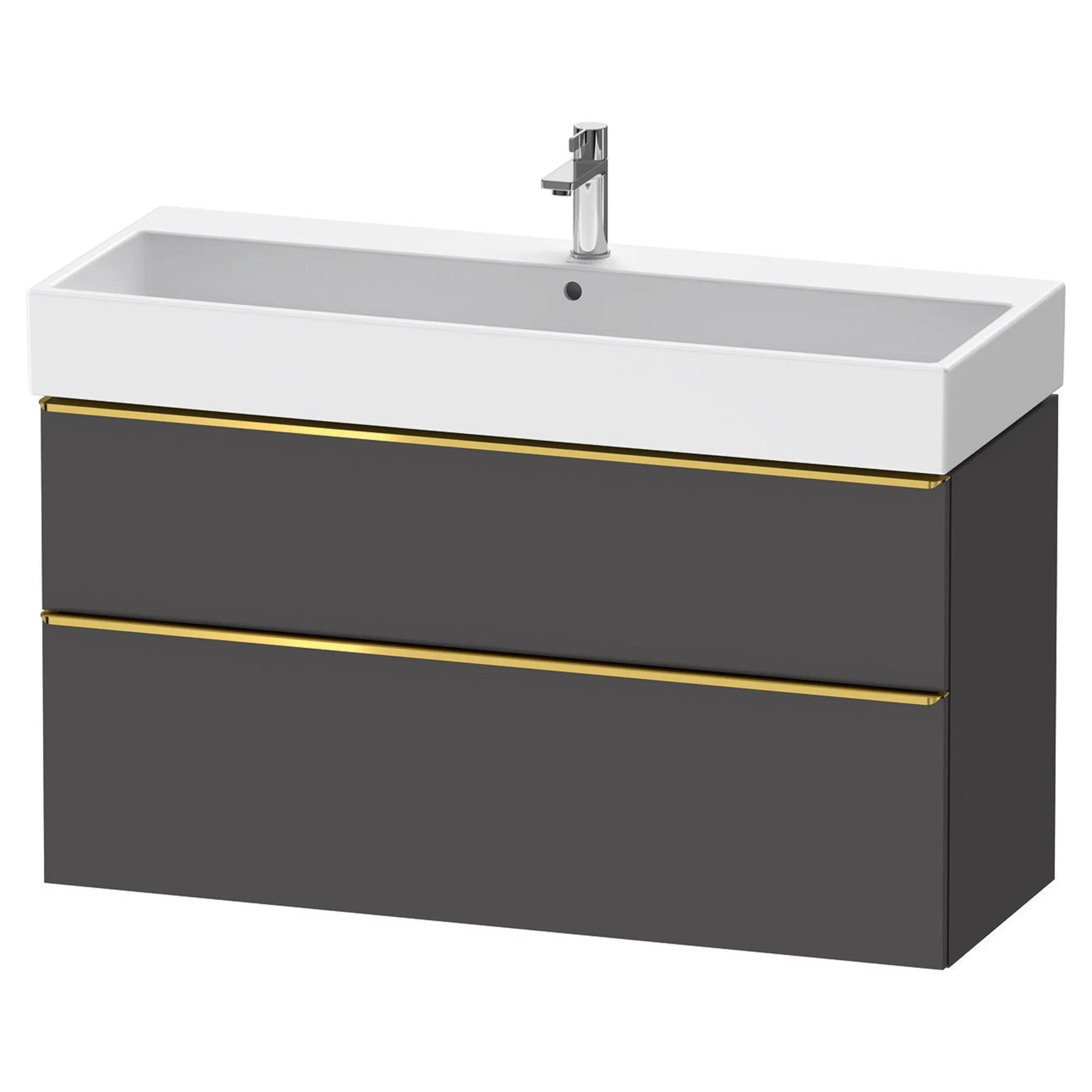Duravit D-Neo Wall Mounted 2-Drawer Vanity Unit With Vero Air Ceramic Basin - Matt Graphite