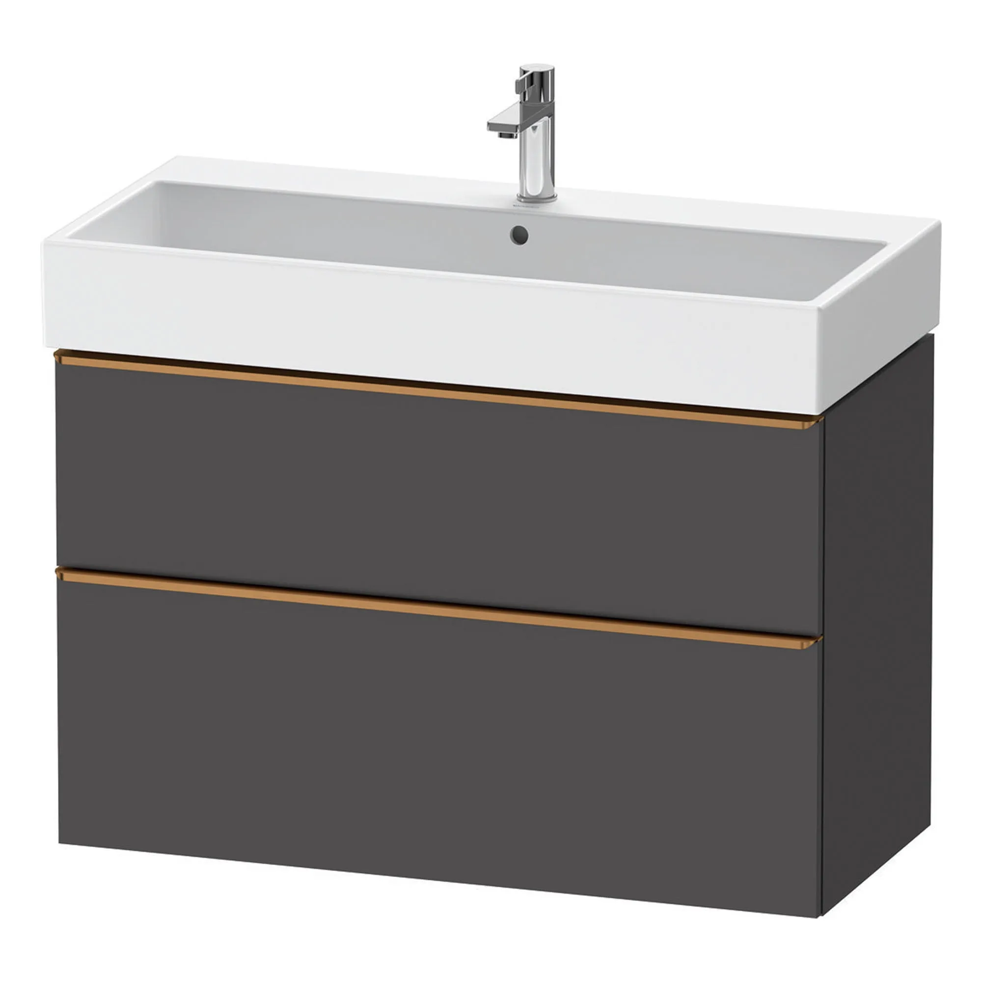Duravit D-Neo Wall Mounted 2-Drawer Vanity Unit With Vero Air Ceramic Basin - Matt Graphite