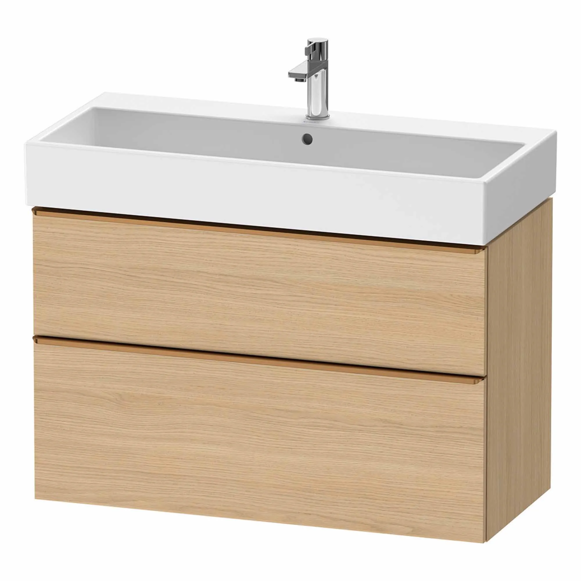 Duravit D-Neo Wall Mounted 2-Drawer Vanity Unit With Vero Air Ceramic Basin - Natural Oak