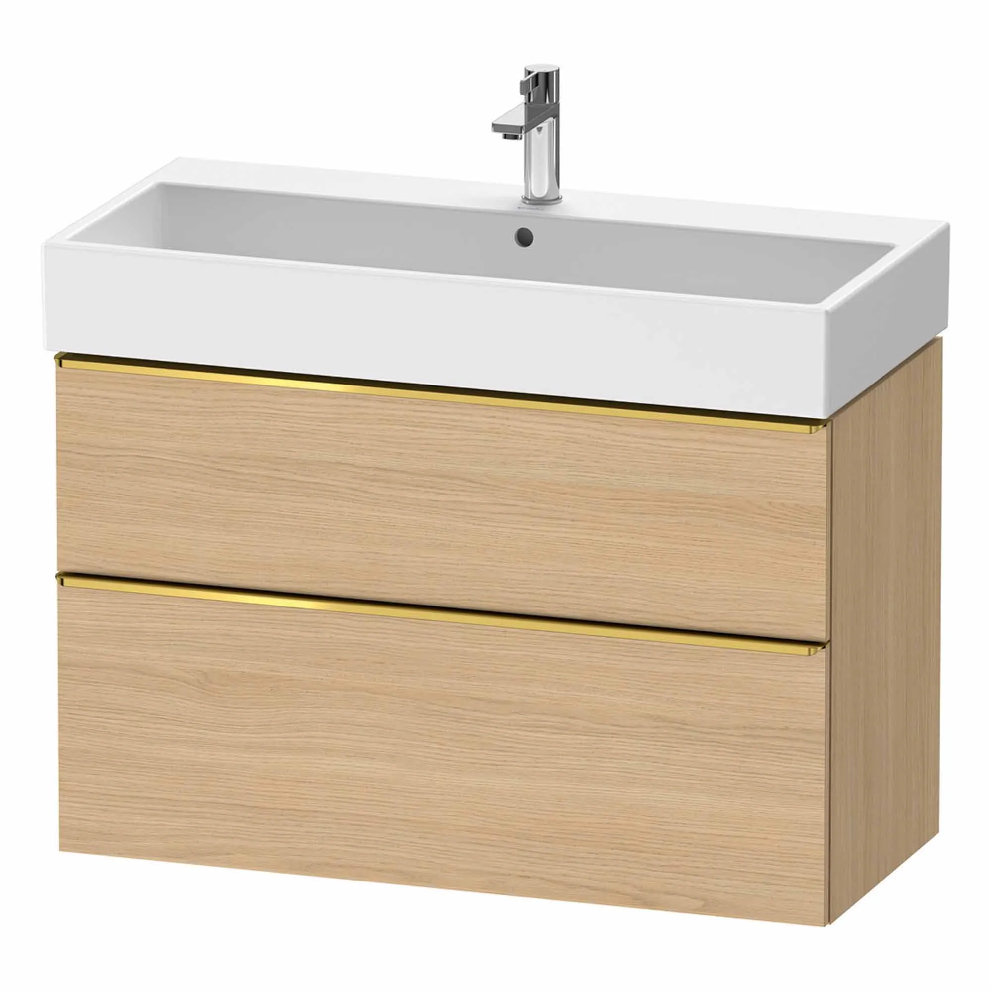 Duravit D-Neo Wall Mounted 2-Drawer Vanity Unit With Vero Air Ceramic Basin - Natural Oak