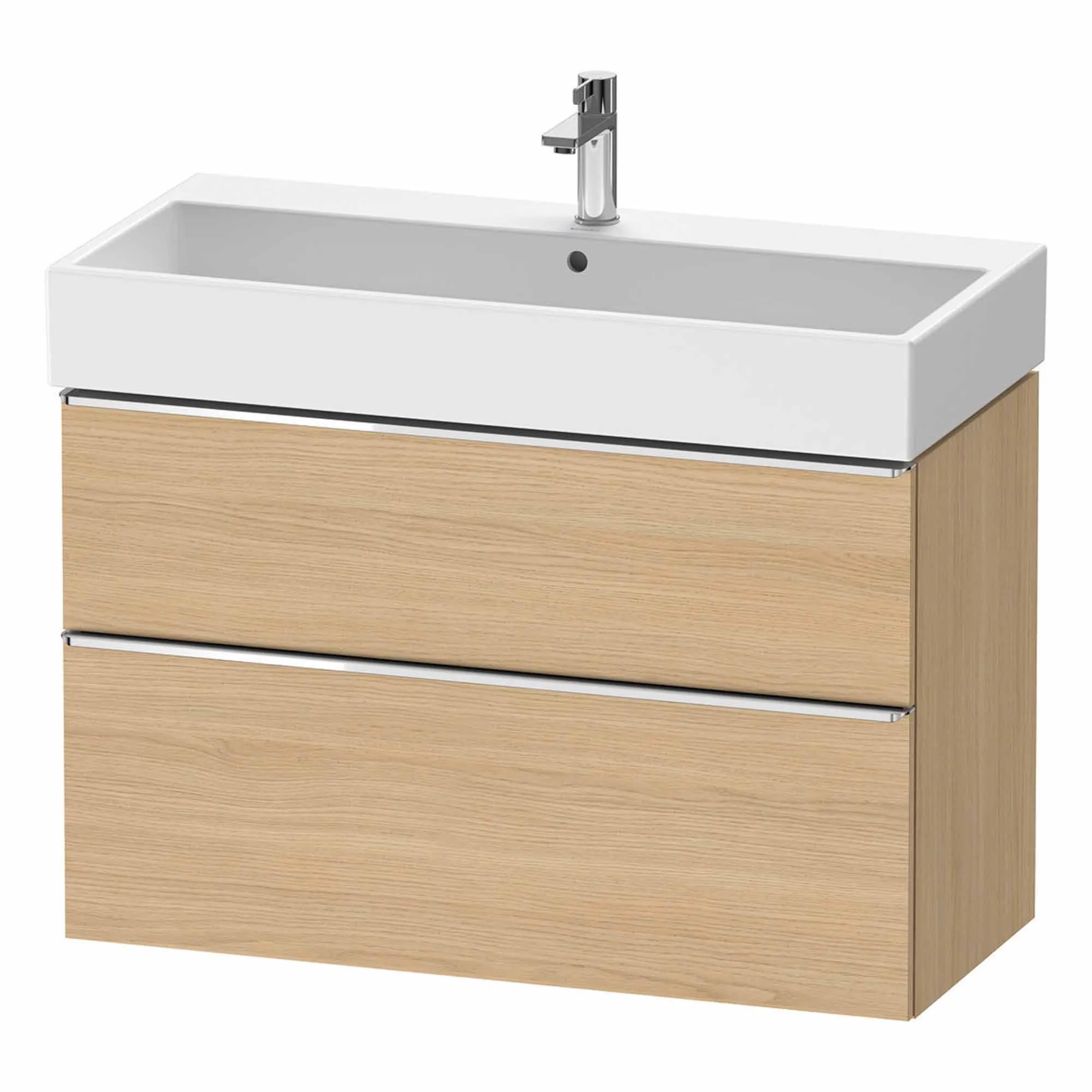 Duravit D-Neo Wall Mounted 2-Drawer Vanity Unit With Vero Air Ceramic Basin - Natural Oak