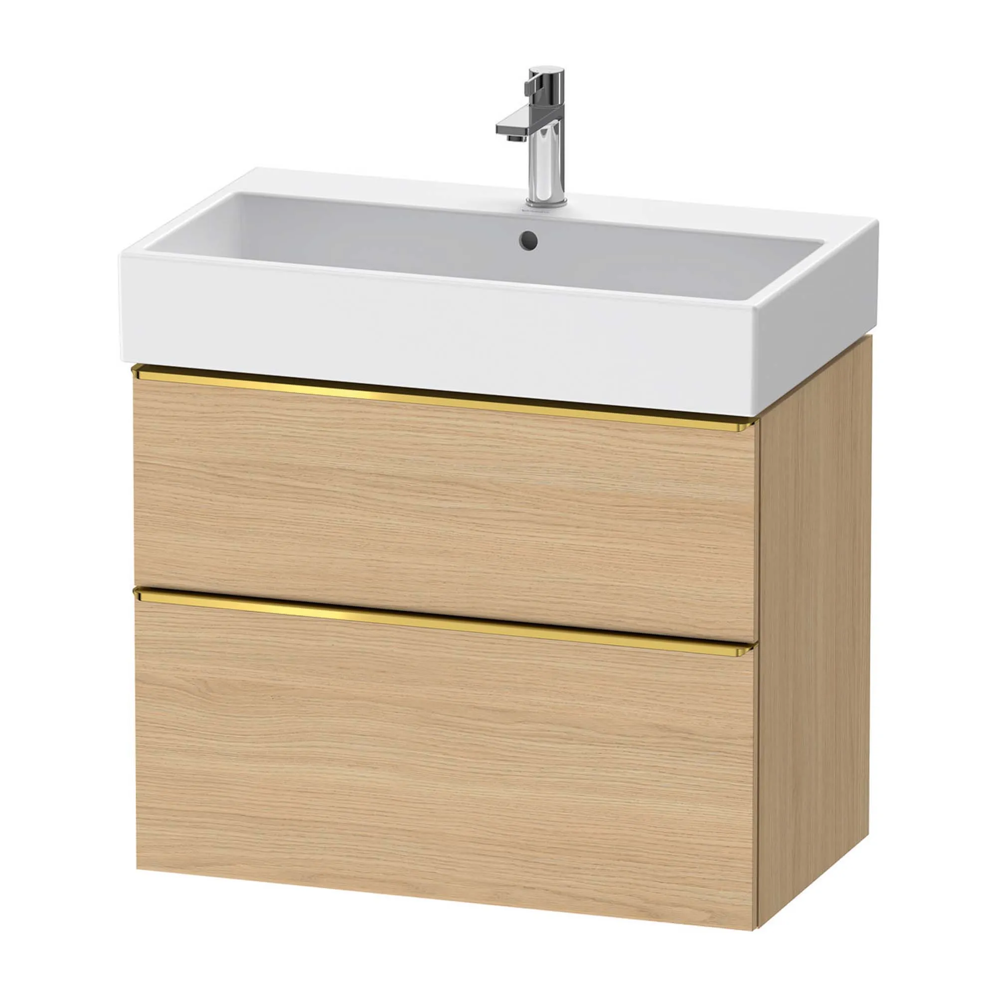 Duravit D-Neo Wall Mounted 2-Drawer Vanity Unit With Vero Air Ceramic Basin - Natural Oak