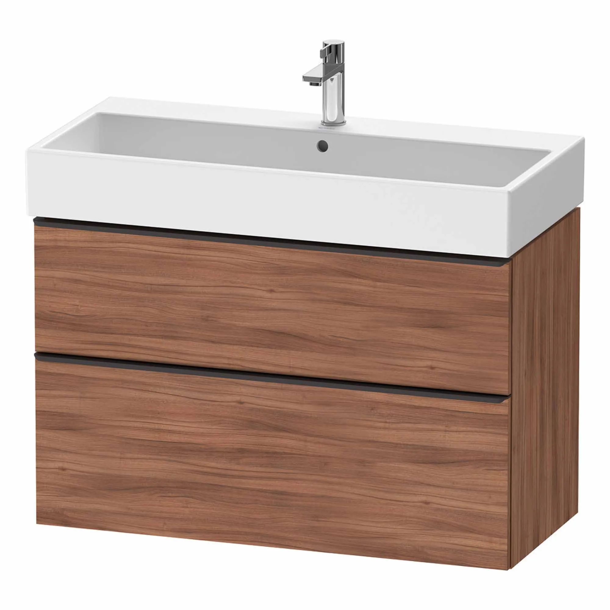 Duravit D-Neo Wall Mounted 2-Drawer Vanity Unit With Vero Air Ceramic Basin - Walnut