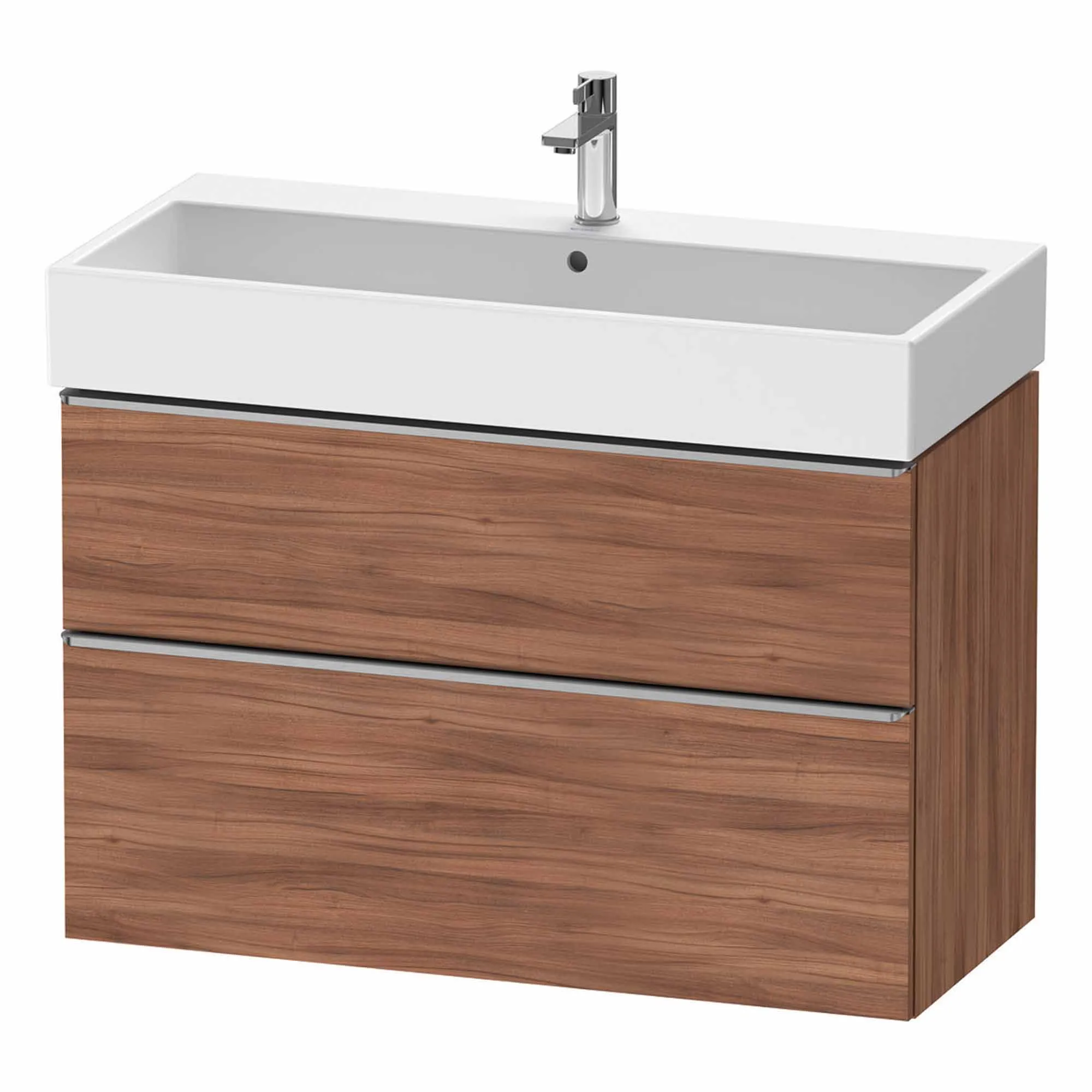 Duravit D-Neo Wall Mounted 2-Drawer Vanity Unit With Vero Air Ceramic Basin - Walnut