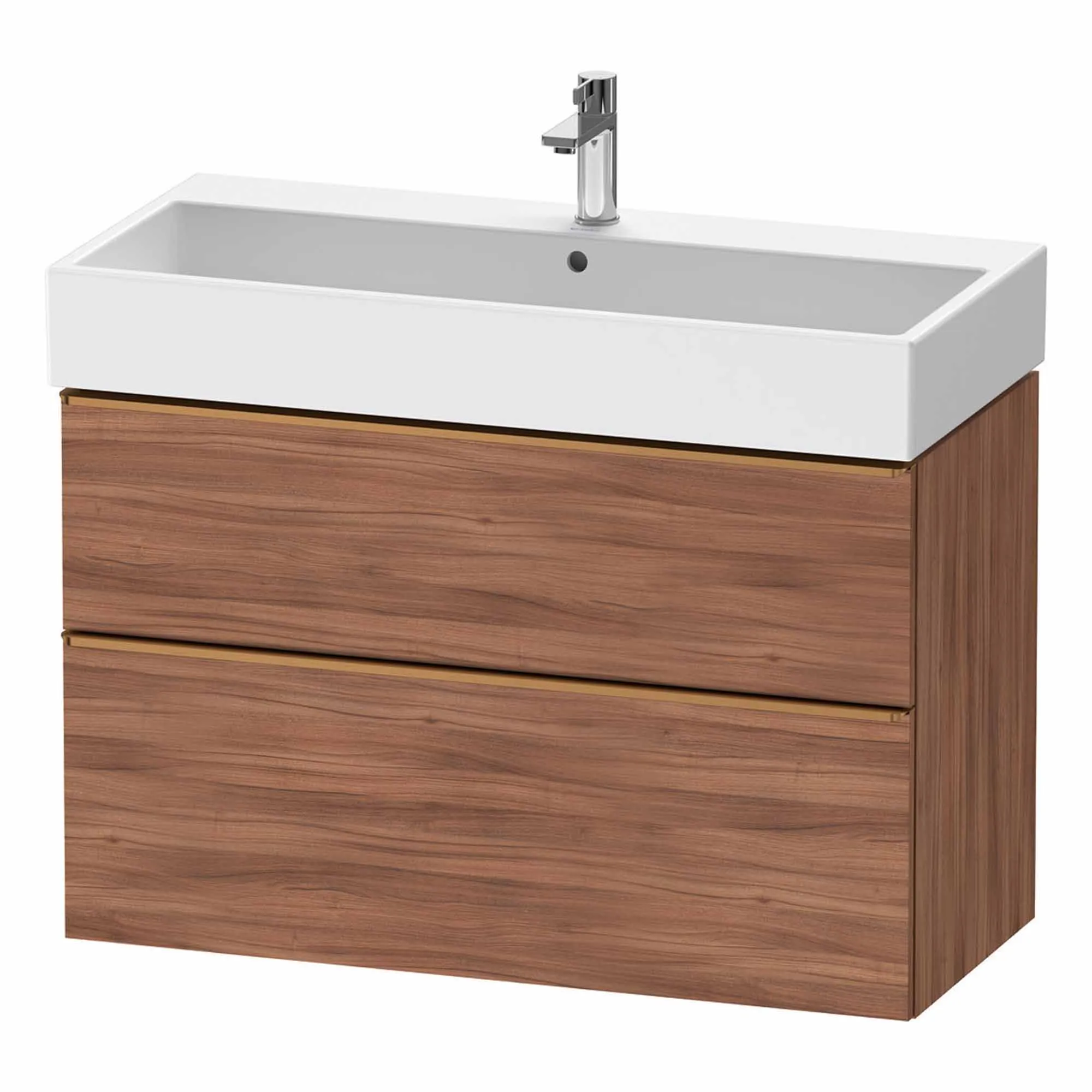 Duravit D-Neo Wall Mounted 2-Drawer Vanity Unit With Vero Air Ceramic Basin - Walnut