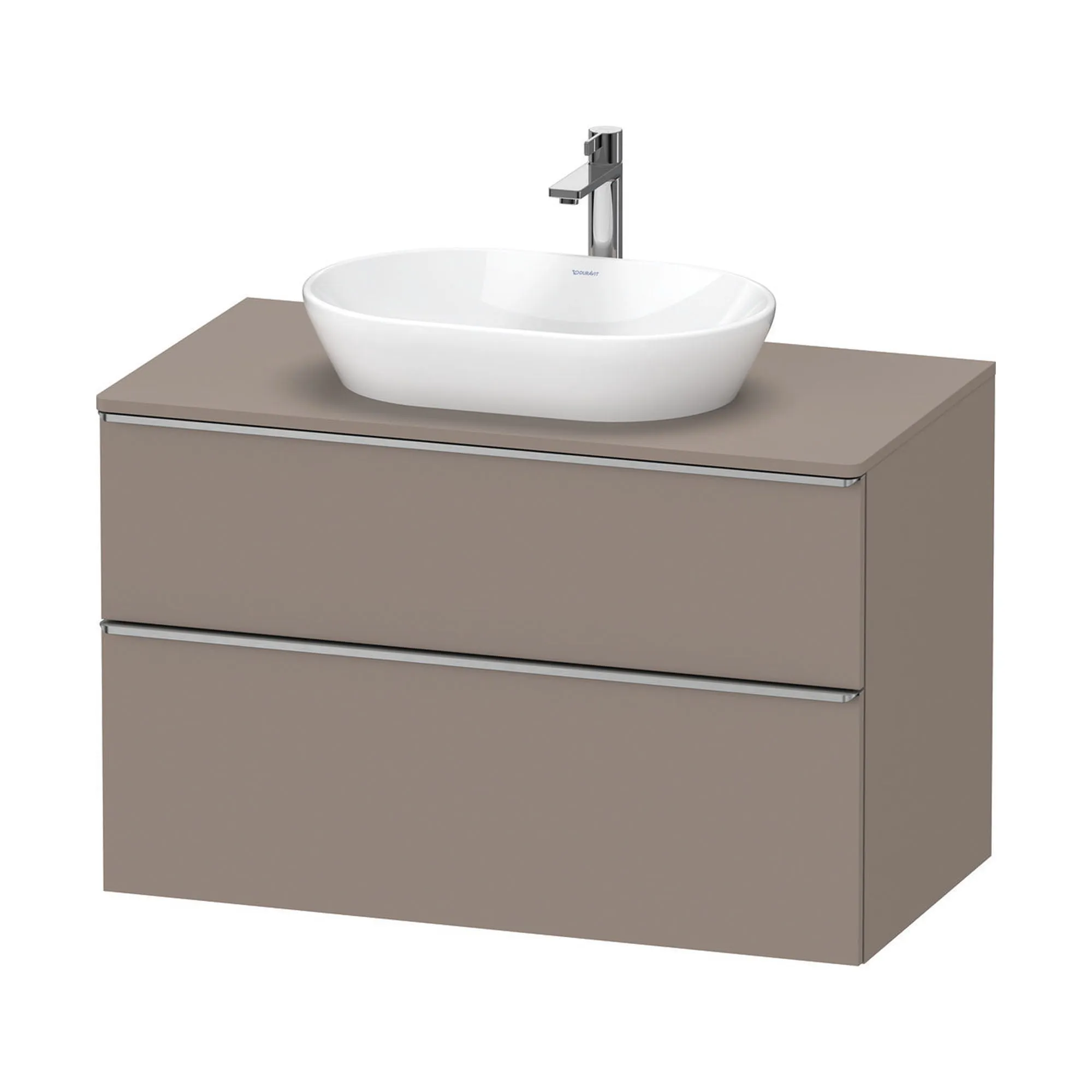 Duravit D-Neo Wall Mounted 2-Drawer Vanity Unit With Worktop - Basalt